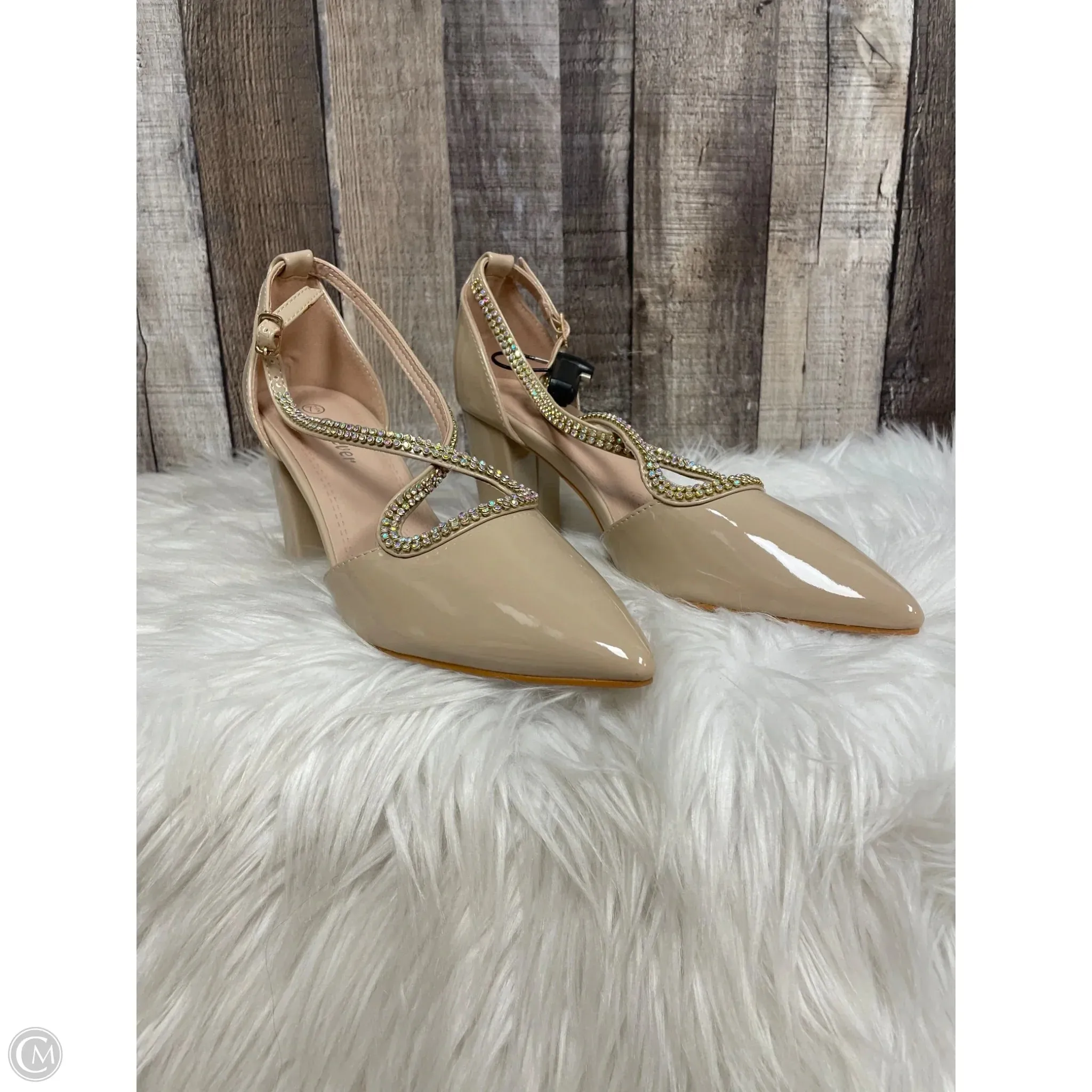 Shoes Heels Block By Forever In Beige, Size: 7.5 synthetic leather