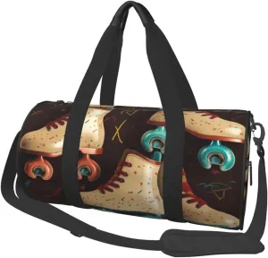 Retro Roller Skates Colorful Printed Sports Gym Bag for Men Women Foldable Duffel Bag Carry On Weekender Bag for Travel Sports