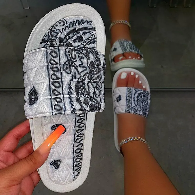 Rhinestone Faux Fur Slippers Platform Flat Shoes Flip Flops Sandals