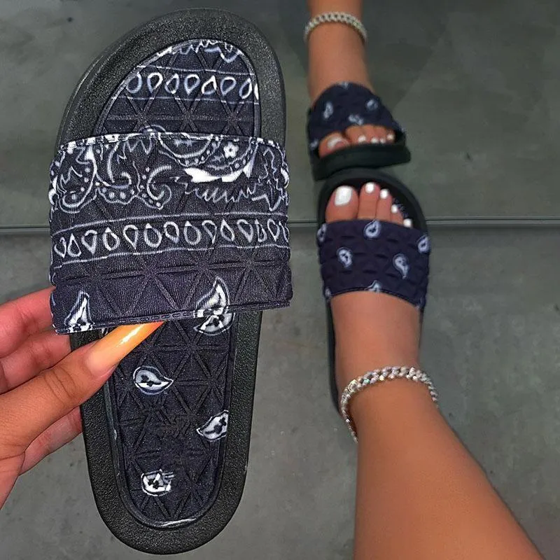 Rhinestone Faux Fur Slippers Platform Flat Shoes Flip Flops Sandals