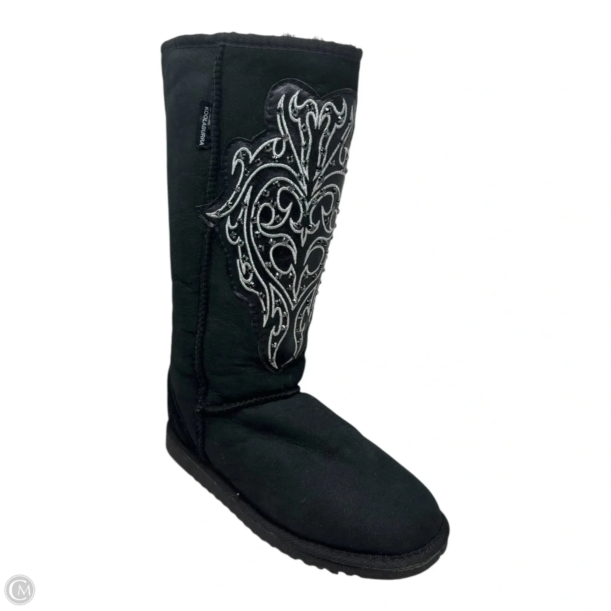 Rhinestone Fur Lined Boots Knee Flats By Koolaburra By Ugg In Black, Size: 9 Luxe style
