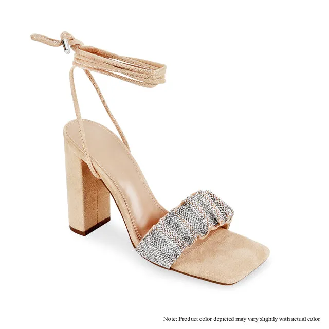 Rhinestone Lace up Chunky Heel Sandals Mable-23 By Liliana