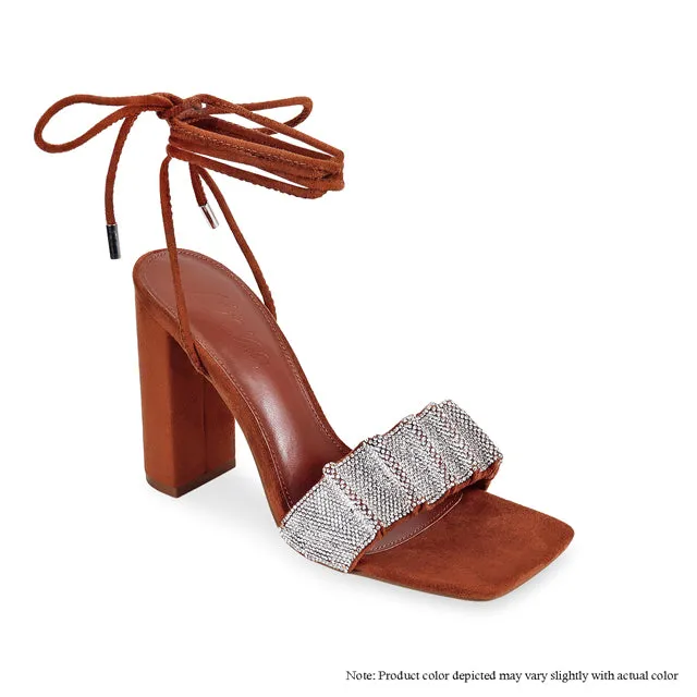 Rhinestone Lace up Chunky Heel Sandals Mable-23 By Liliana