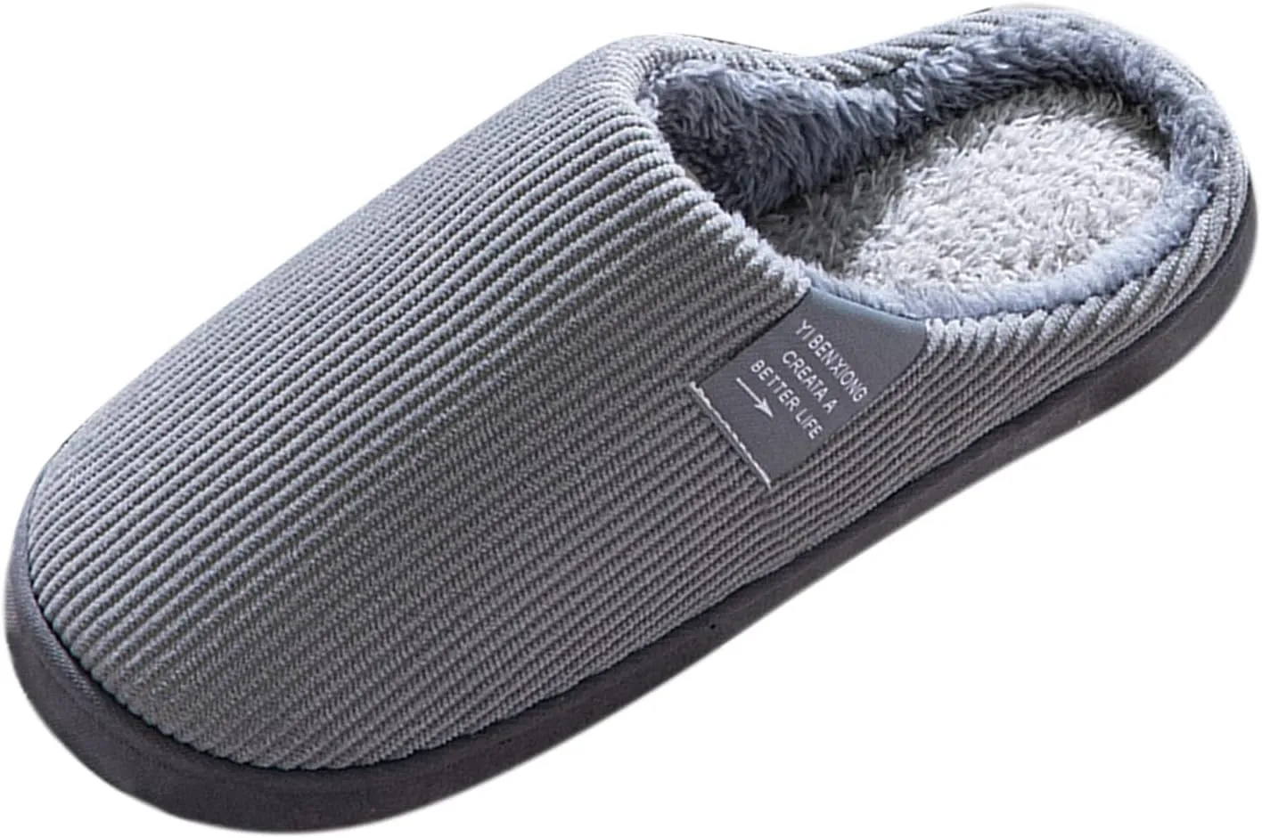 Roorsily Soft Plush Slippers for Men Comfortable Memory Foam Slippers Fleece Lined Cotton Slippers Winter Indoor Slippers