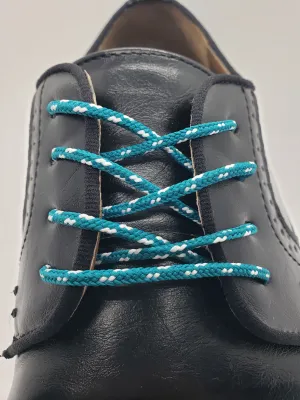 Round Dress Shoelaces - Teal with White Accents