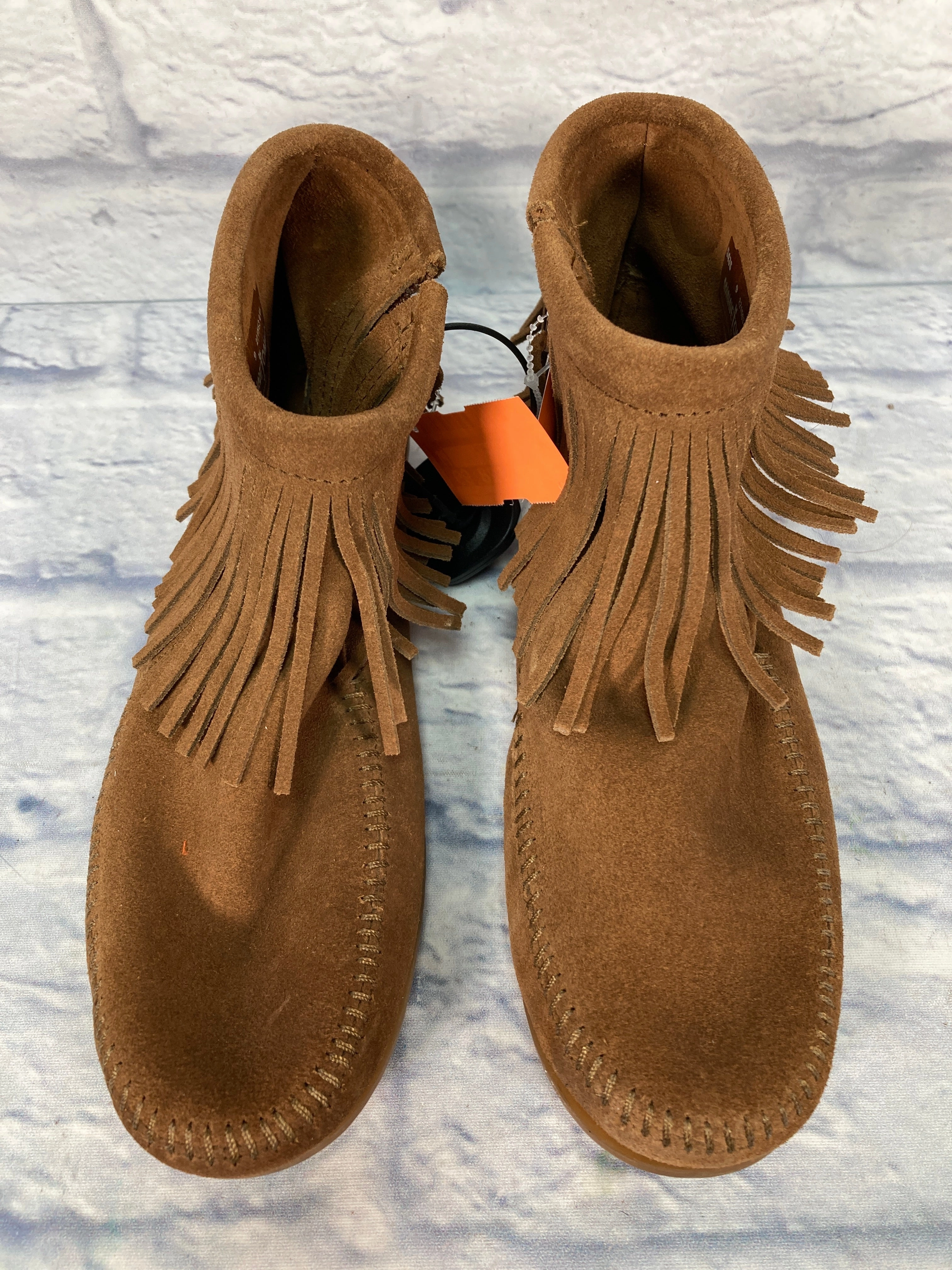 Soldier Boots Ankle Flats By Minnetonka In Brown, Size: 9