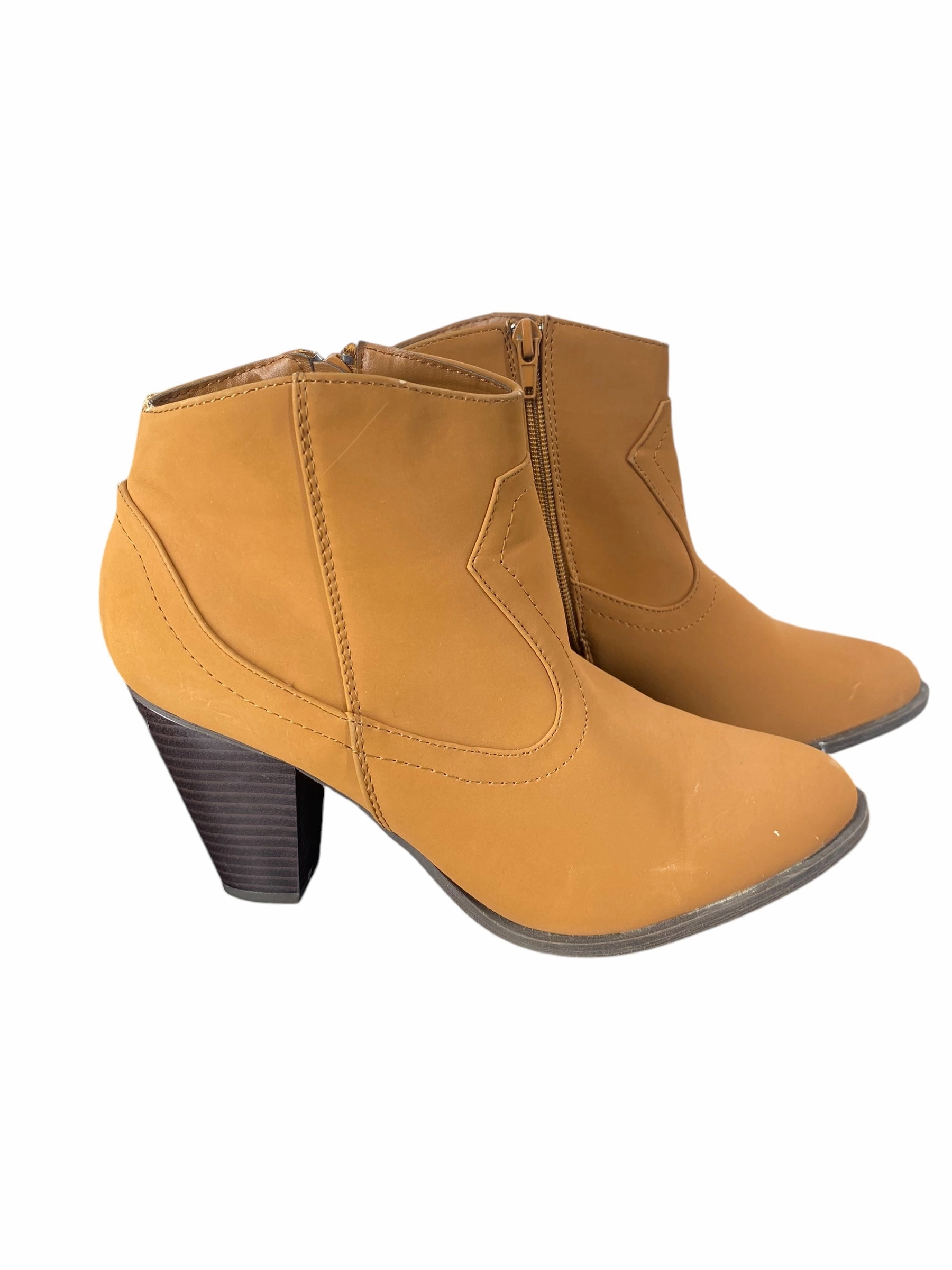 Gym workout Boots Ankle Heels By Bamboo In Brown, Size: 8.5