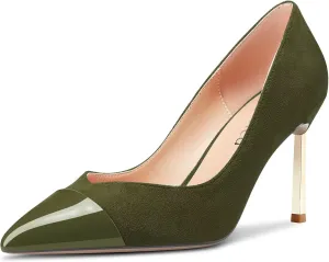 Saekcted Women Stiletto High Heel Pointed Toe Pumps Slip-on Wedding Party Cute 3.3 Inches Heels