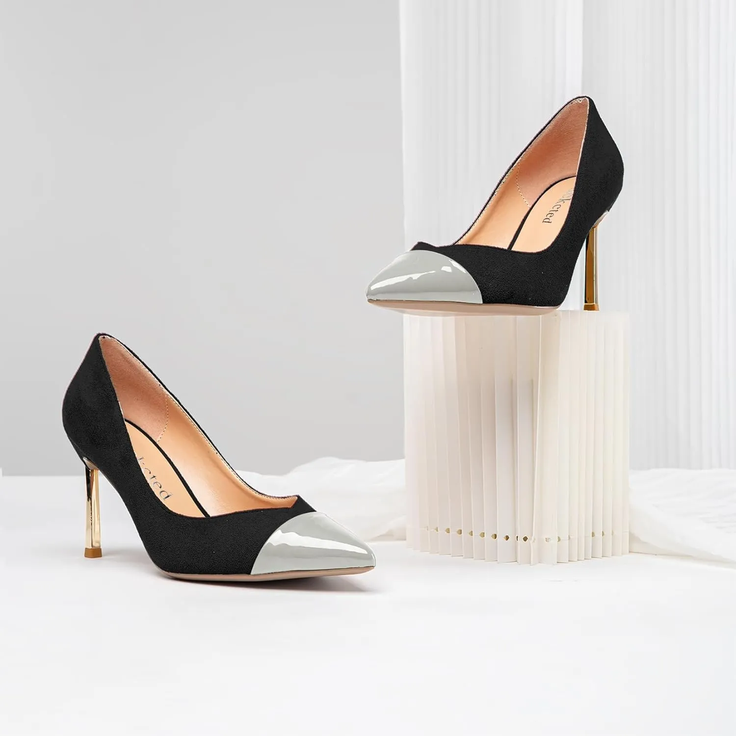 Saekcted Women Stiletto High Heel Pointed Toe Pumps Slip-on Wedding Party Cute 3.3 Inches Heels
