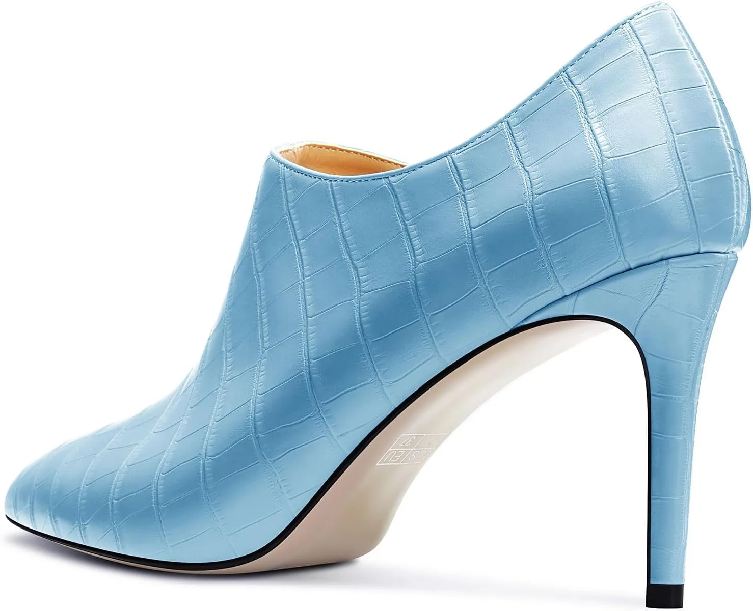 Saekcted Womens Stiletto Mid Heel Pointed Toe Ankle Boots Short Bootie Slip-on Zipper Party Dress Winter Boots