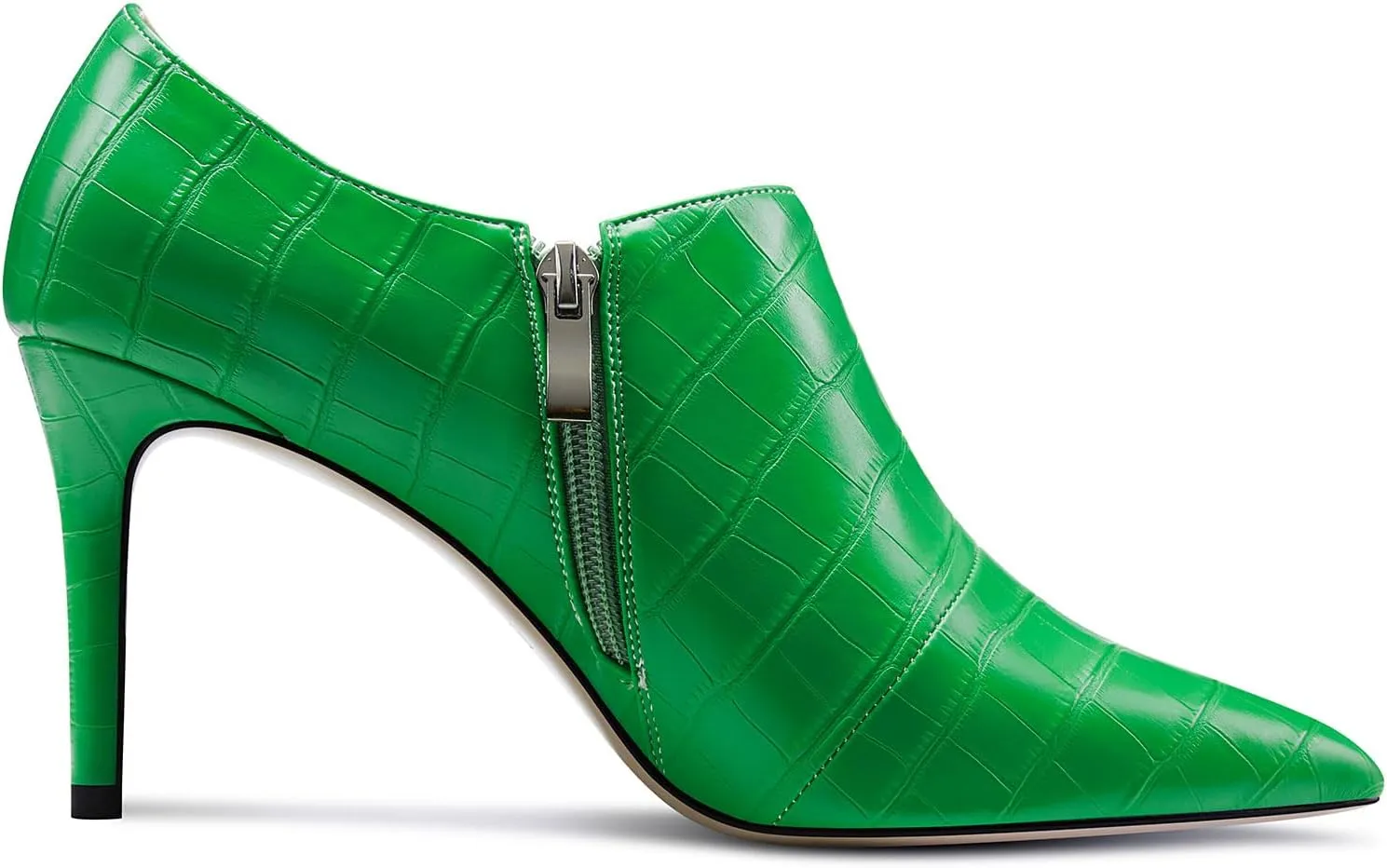 Saekcted Womens Stiletto Mid Heel Pointed Toe Ankle Boots Short Bootie Slip-on Zipper Party Dress Winter Boots