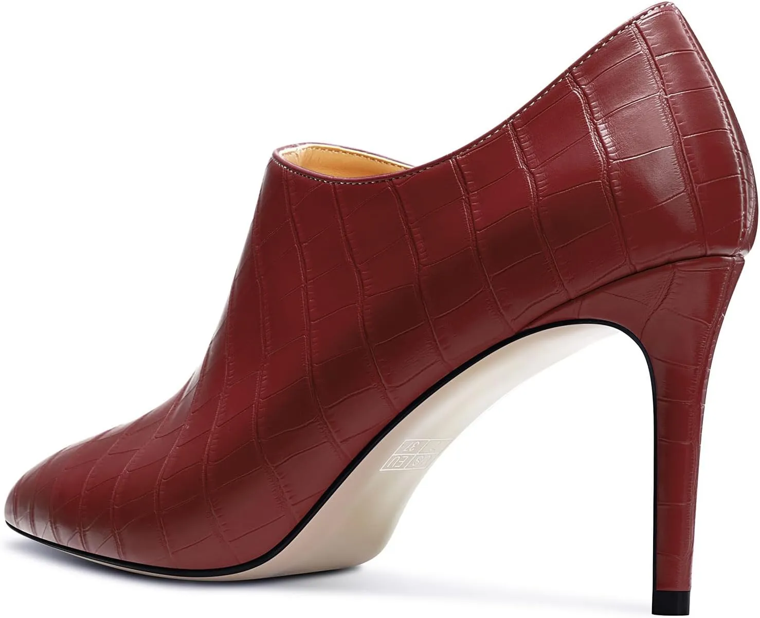 Saekcted Womens Stiletto Mid Heel Pointed Toe Ankle Boots Short Bootie Slip-on Zipper Party Dress Winter Boots