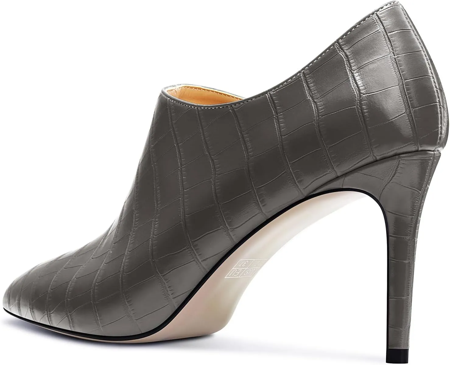 Saekcted Womens Stiletto Mid Heel Pointed Toe Ankle Boots Short Bootie Slip-on Zipper Party Dress Winter Boots
