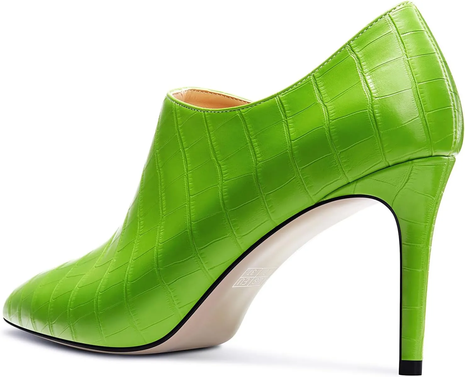 Saekcted Womens Stiletto Mid Heel Pointed Toe Ankle Boots Short Bootie Slip-on Zipper Party Dress Winter Boots
