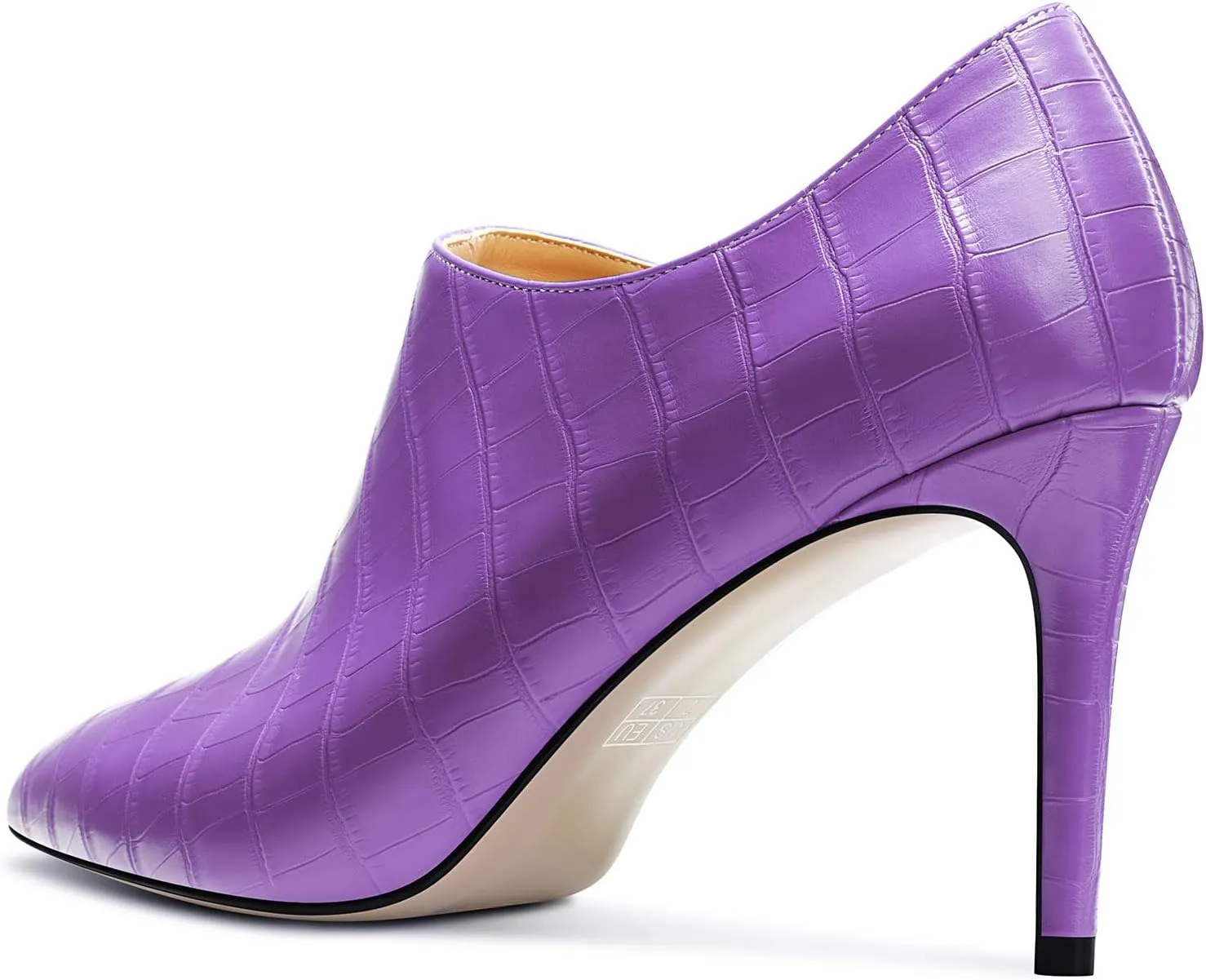 Saekcted Womens Stiletto Mid Heel Pointed Toe Ankle Boots Short Bootie Slip-on Zipper Party Dress Winter Boots