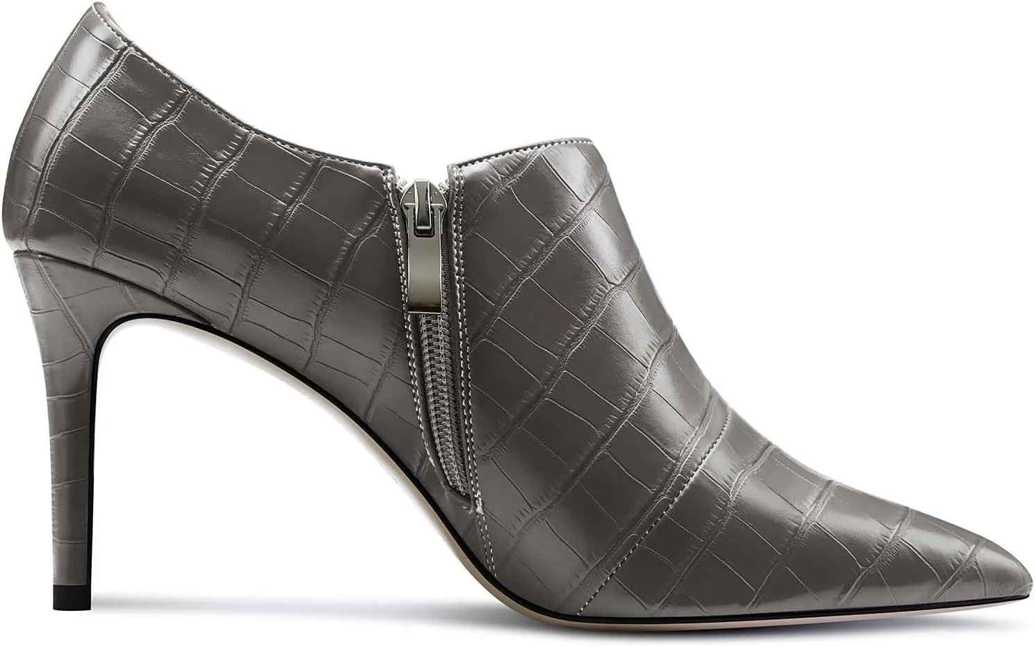 Saekcted Womens Stiletto Mid Heel Pointed Toe Ankle Boots Short Bootie Slip-on Zipper Party Dress Winter Boots