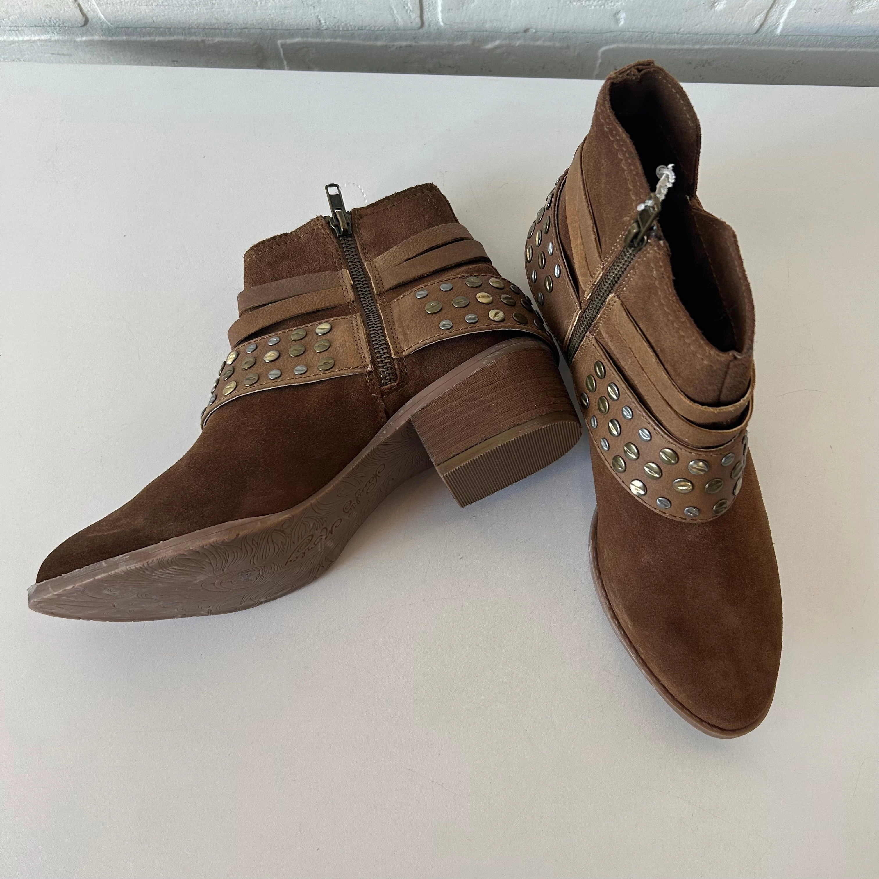 Rough Ready Boots Ankle Heels By Naughty Monkey In Brown, Size: 9