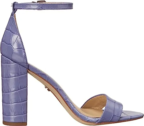 Sam Edelman Yaro Dusty Violet Ankle Strap Open Round Toe Block High Heel Sandals