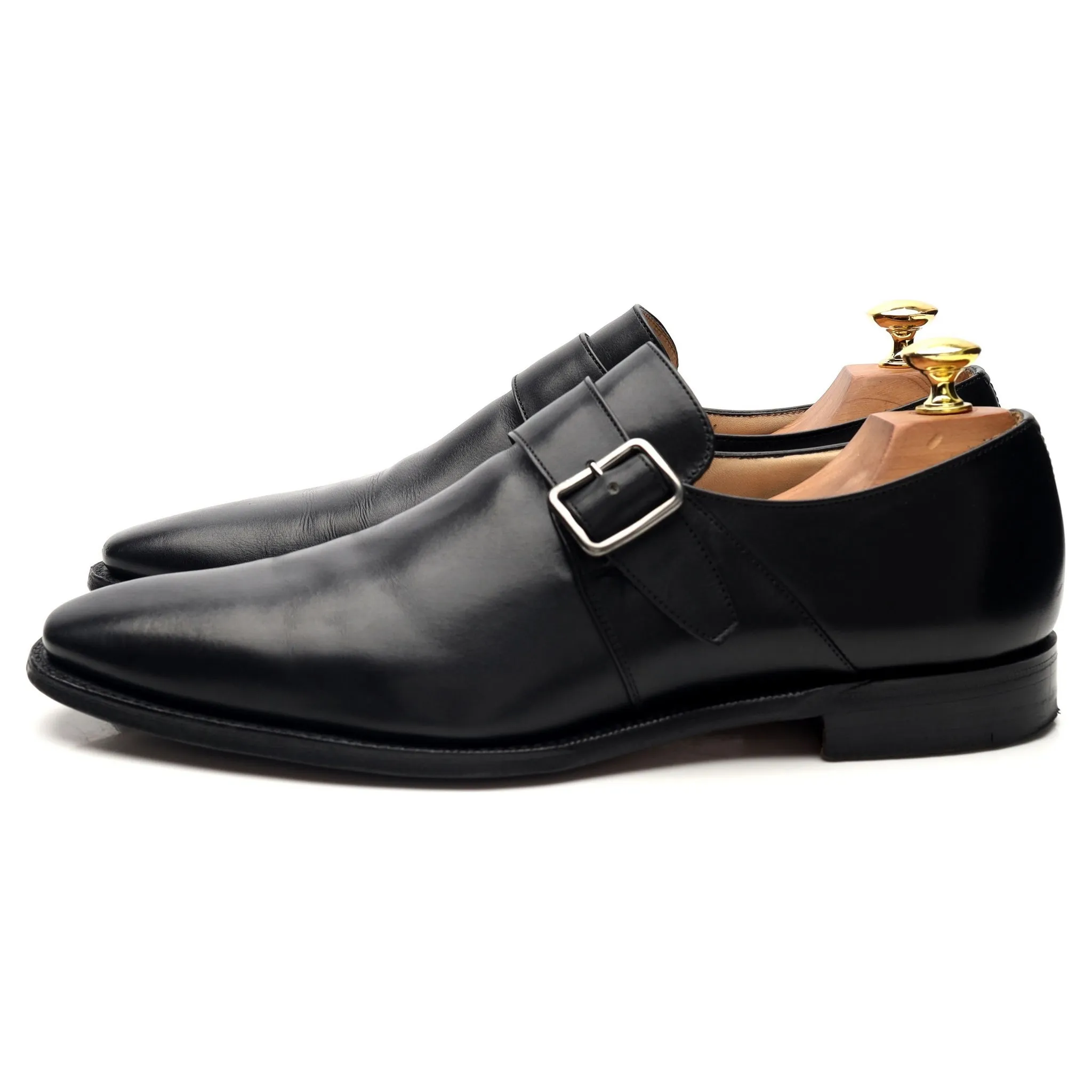 'Saxton' Black Leather Monk Strap UK 8 F