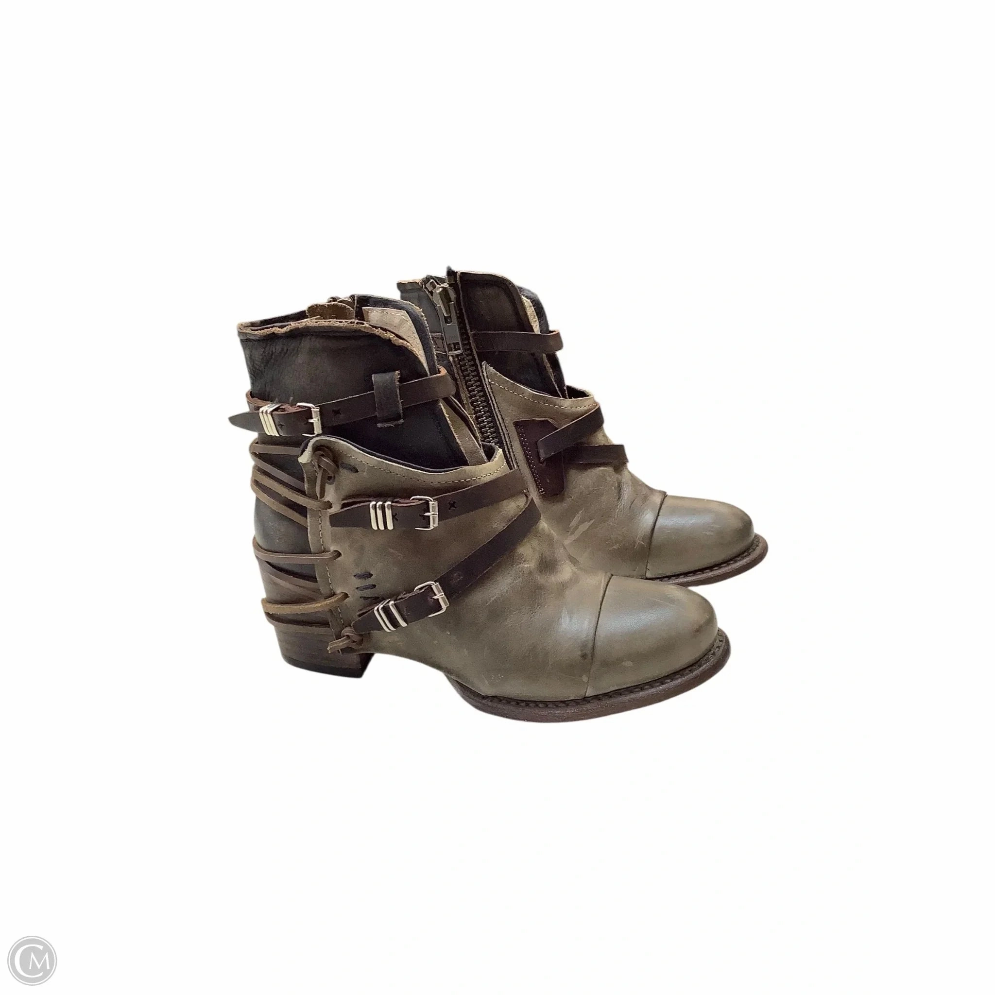 Boots Ankle Heels By Freebird In Taupe, Size: 8 Step Control Clean Lines