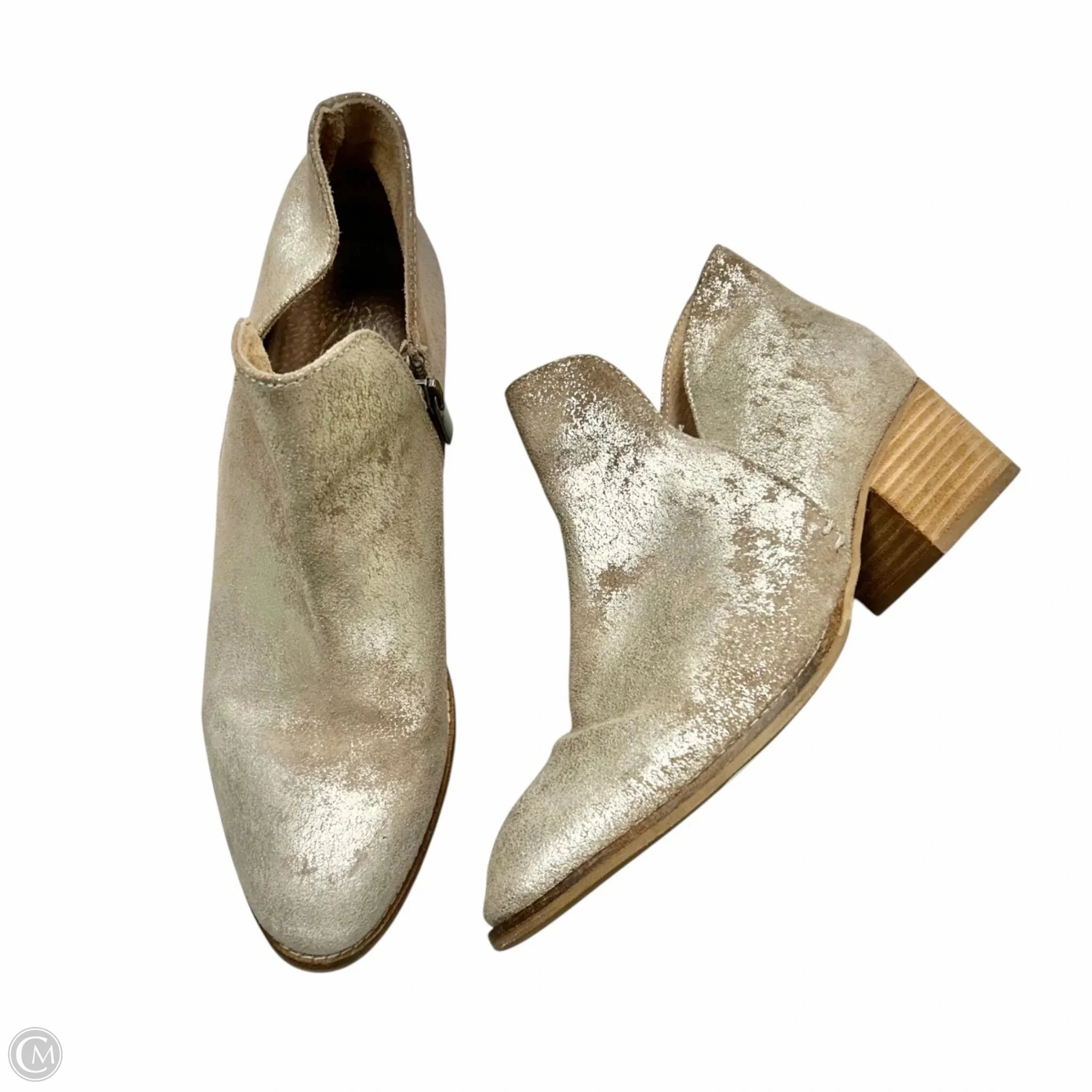Boots Ankle Heels By Liendo In Gold, Size: 8.5 Day Wear