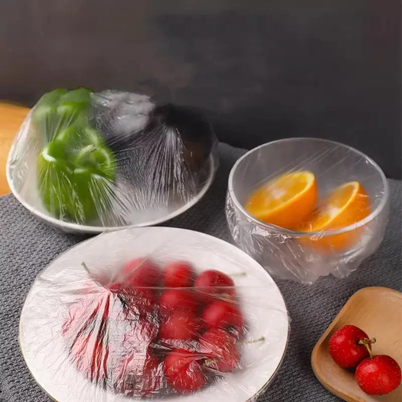Set of 100 Plastic Stretchable Bowl Covers, Disposable Fresh Keeping Food Storage Covers, Dish Plate Wrap Bowl Covers For Leftover Meal