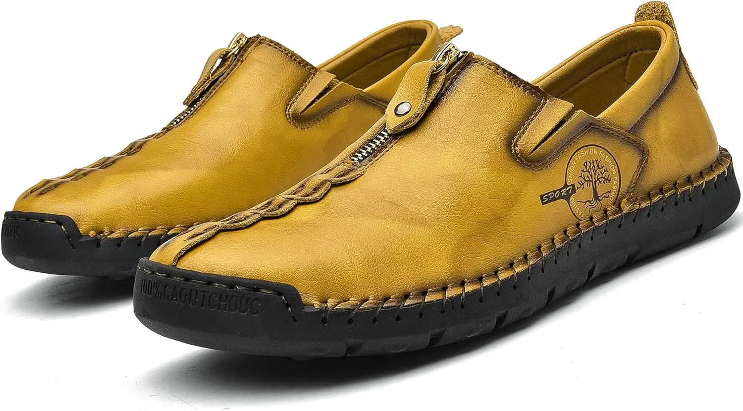 Shaire Men's Casual Leather Slip on Shoes, Breathable Comfortable Walking Shoes for Men