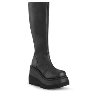 SHAKER-100 DemoniaCult Black Vegan Leather Sexy Women's Mid-Calf & Knee High Boots (Alternative Footwear)