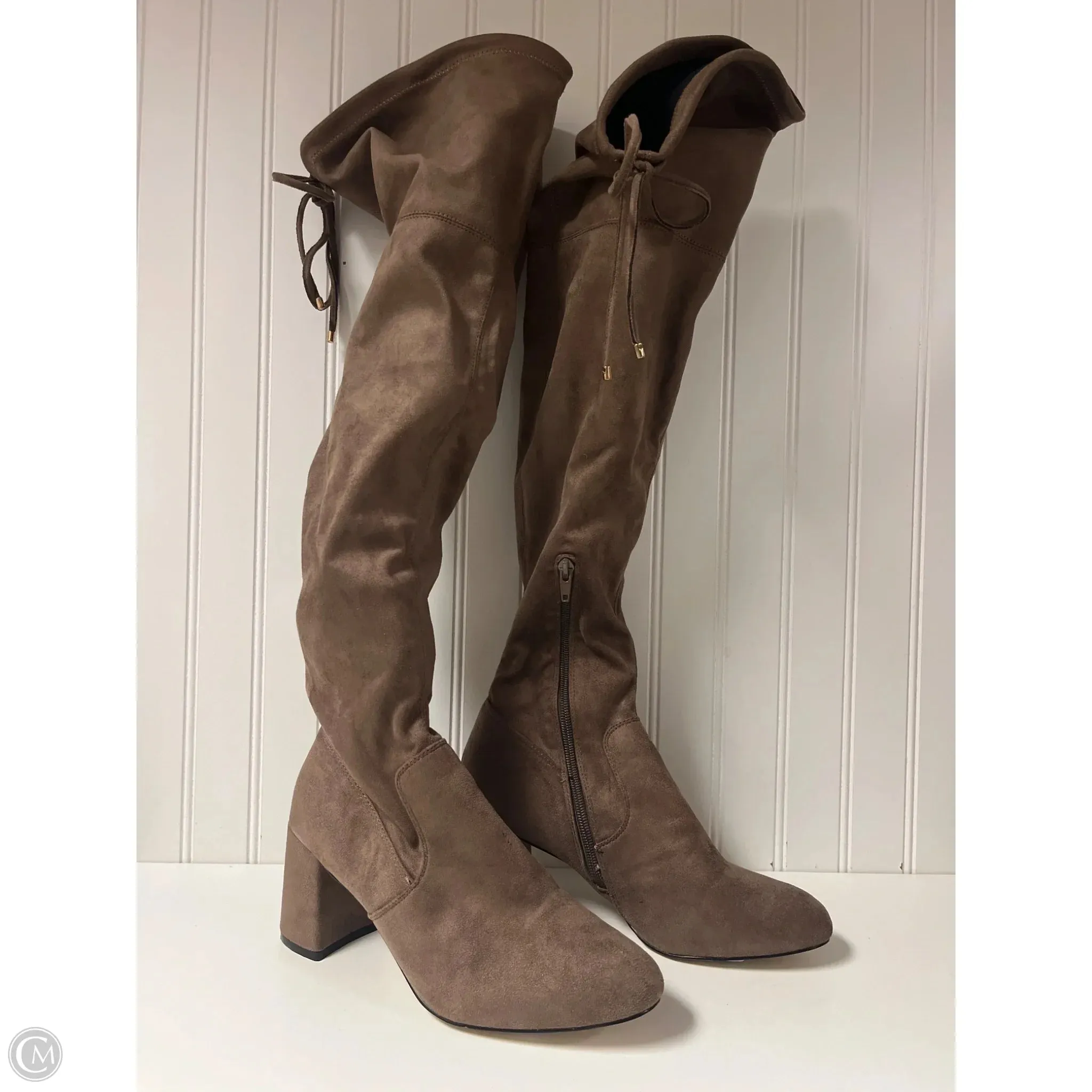 Chic Pairing Boots Knee Heels By Steve Madden In Brown, Size: 9