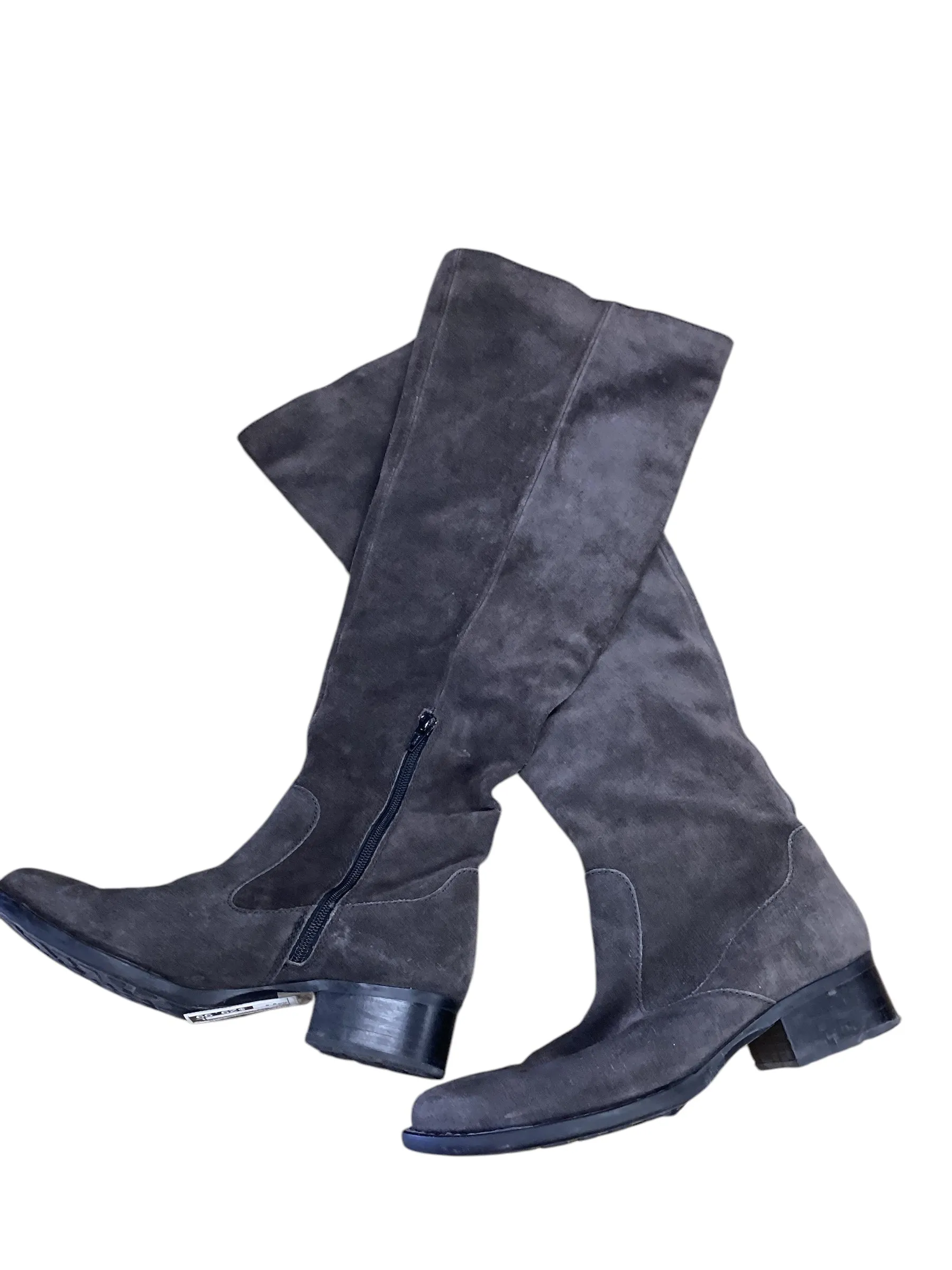 Classic Fashion Boots Knee Flats By Born In Grey, Size: 9.5