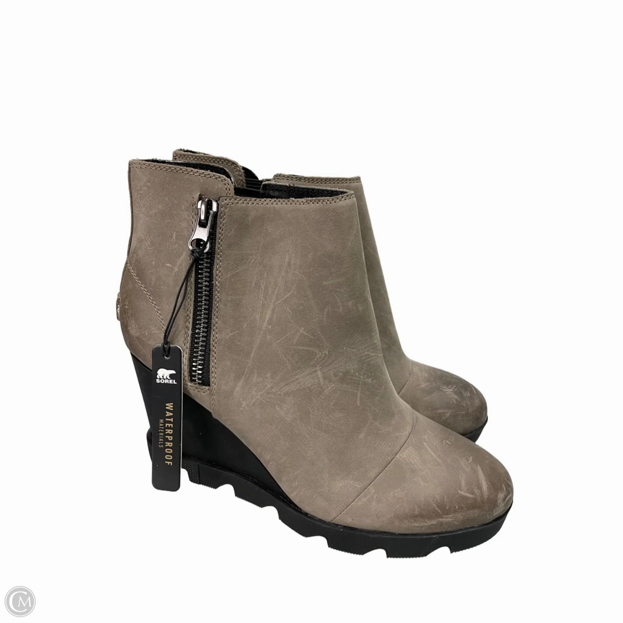 Boots Ankle Heels By Sorel In Grey, Size: 10 Comfort Buckles