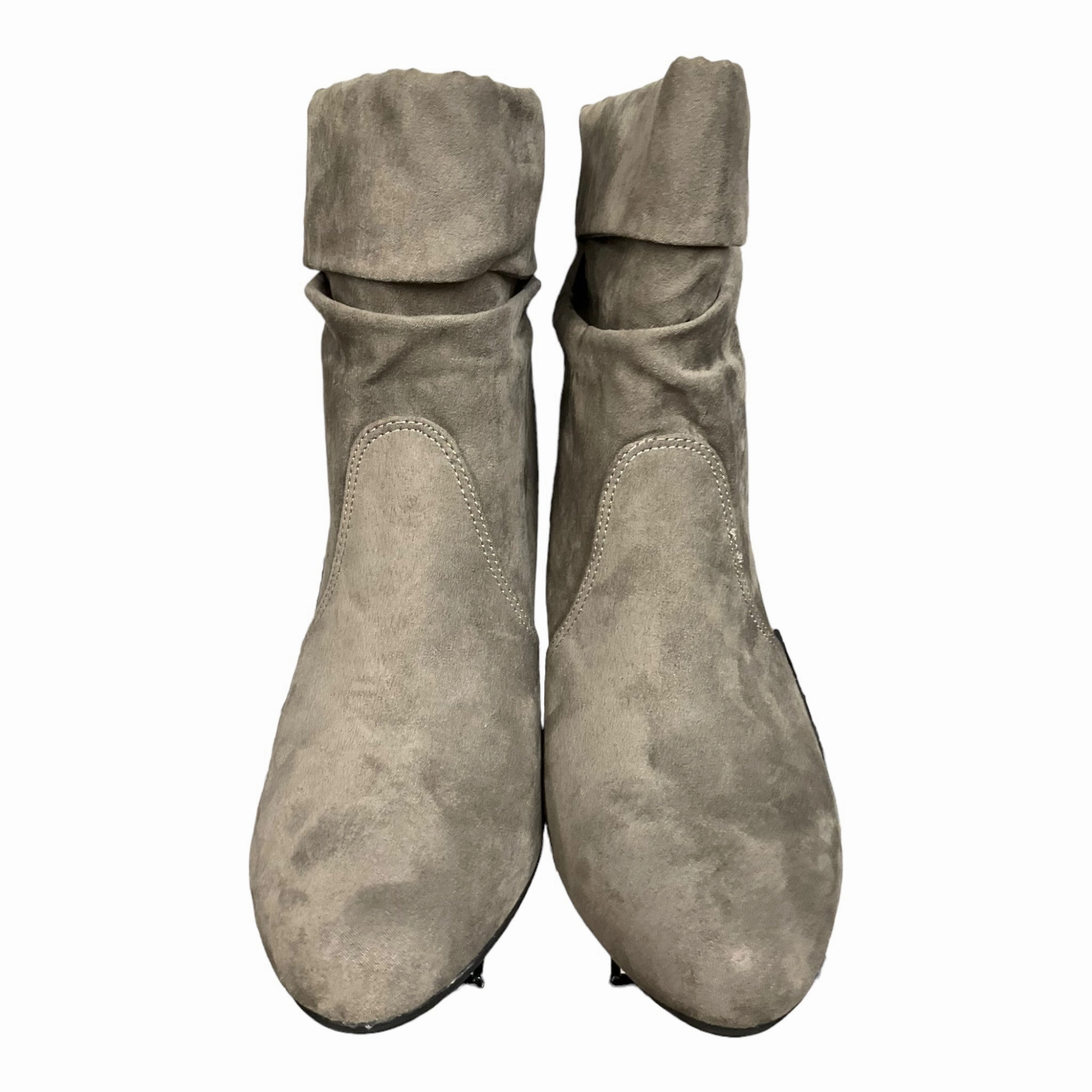 Zip Edge Shock Absorbing Technology Grey Boots Ankle Heels Express, Size 10