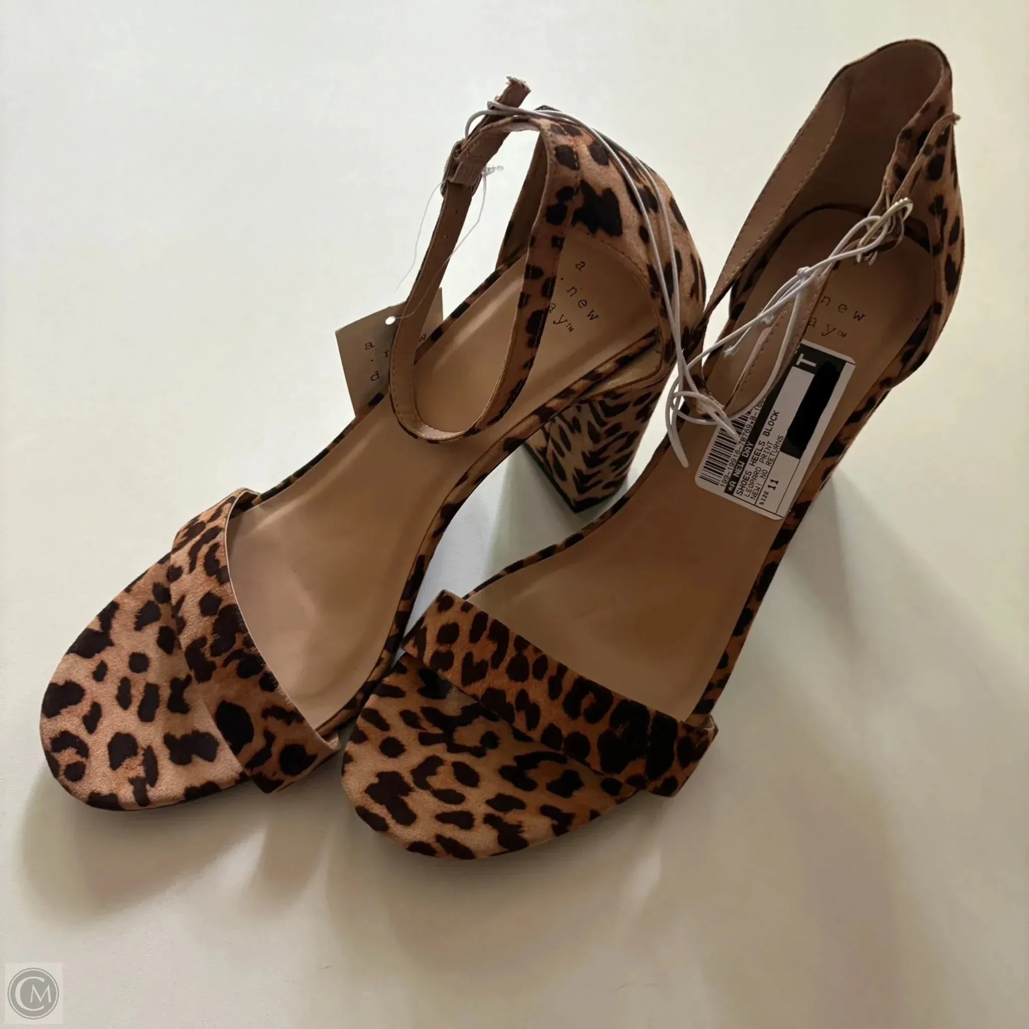 Suede Easy Slip On Shoes Heels Block By A New Day In Leopard Print, Size: 11