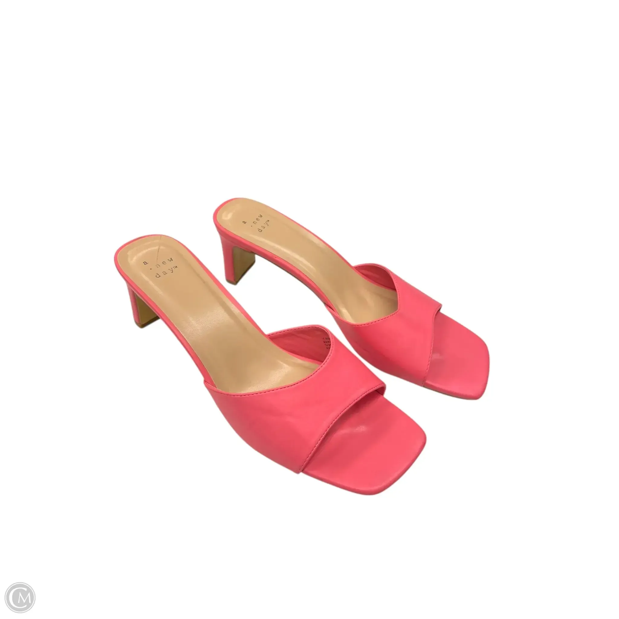 Open Back Heeled Sandals Trendy Shoes Heels Block By A New Day In Pink, Size: 9.5