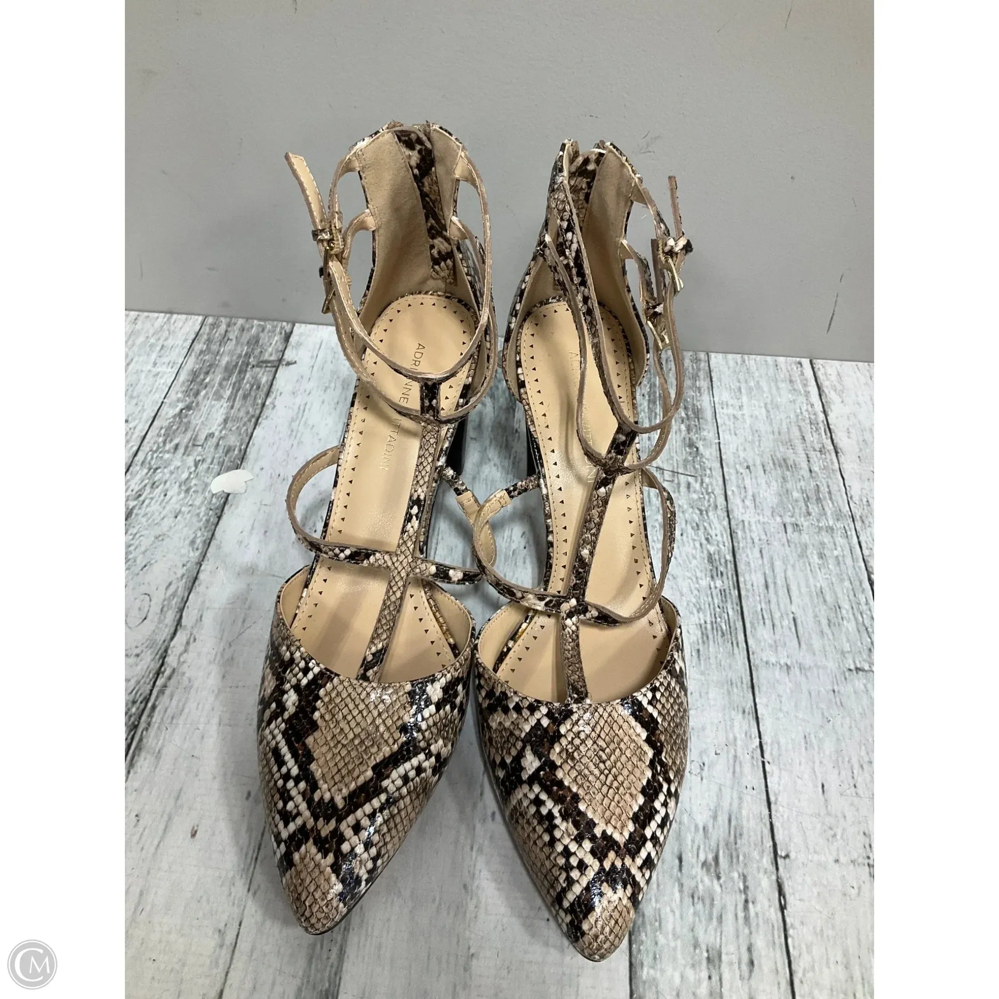 Shoes Heels Block By Adrienne Vittadini In Animal Print, Size: 9.5 Open Toe Heels Dressy Heels