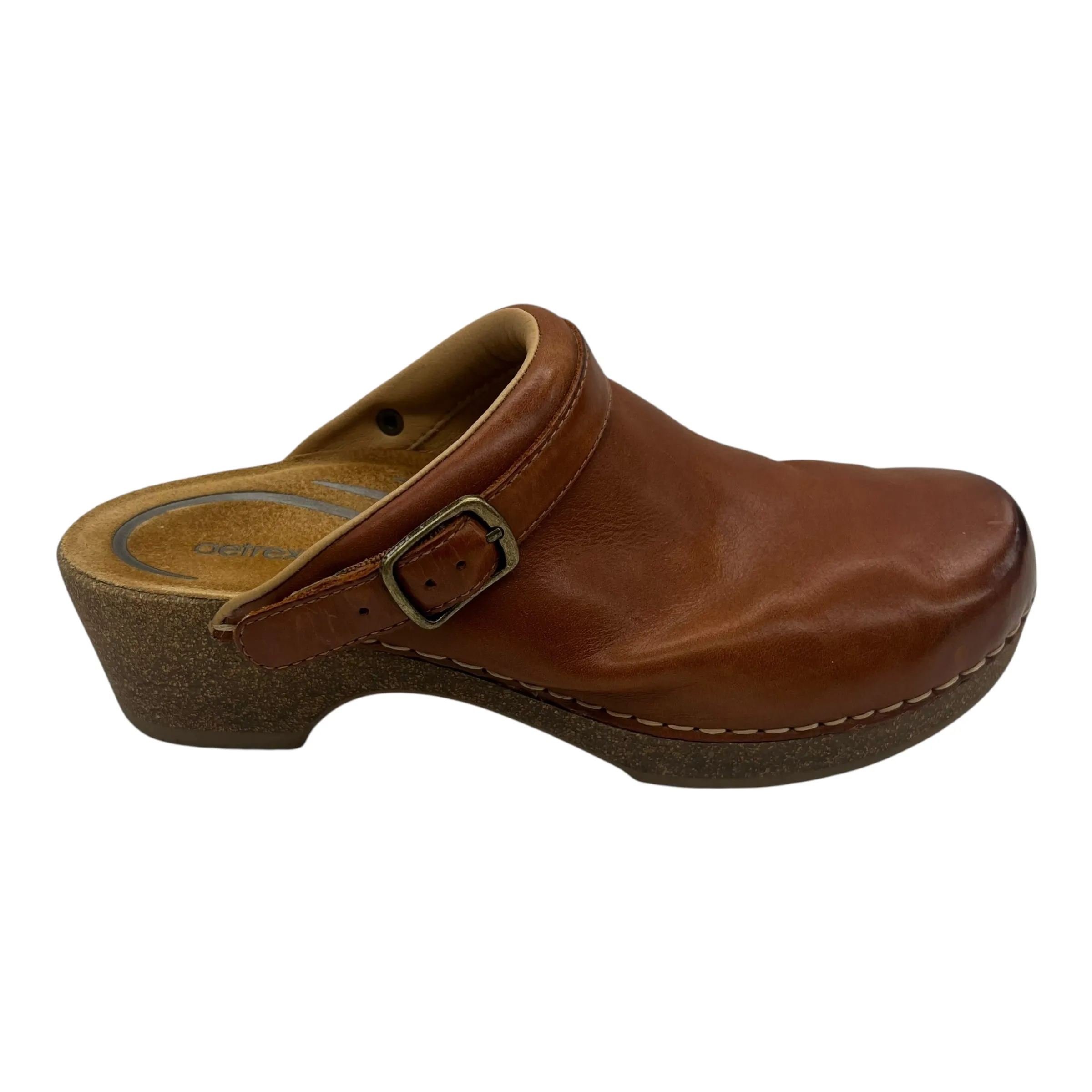 Shock Absorbing PU midsole Shoes Heels Block By Aetrex In Brown, Size:8.5