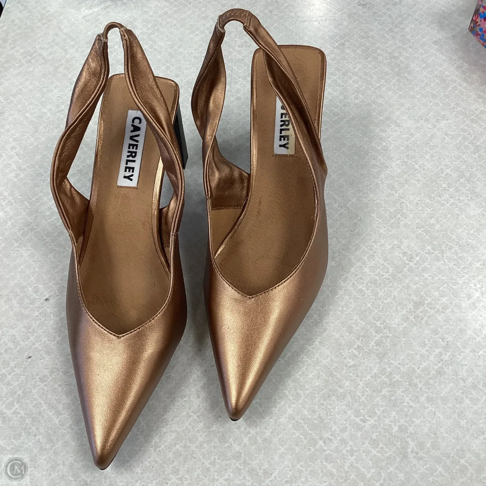 Shoes Heels Block By Anthropologie In Bronze, Size: 8.5 Padded Block Heel