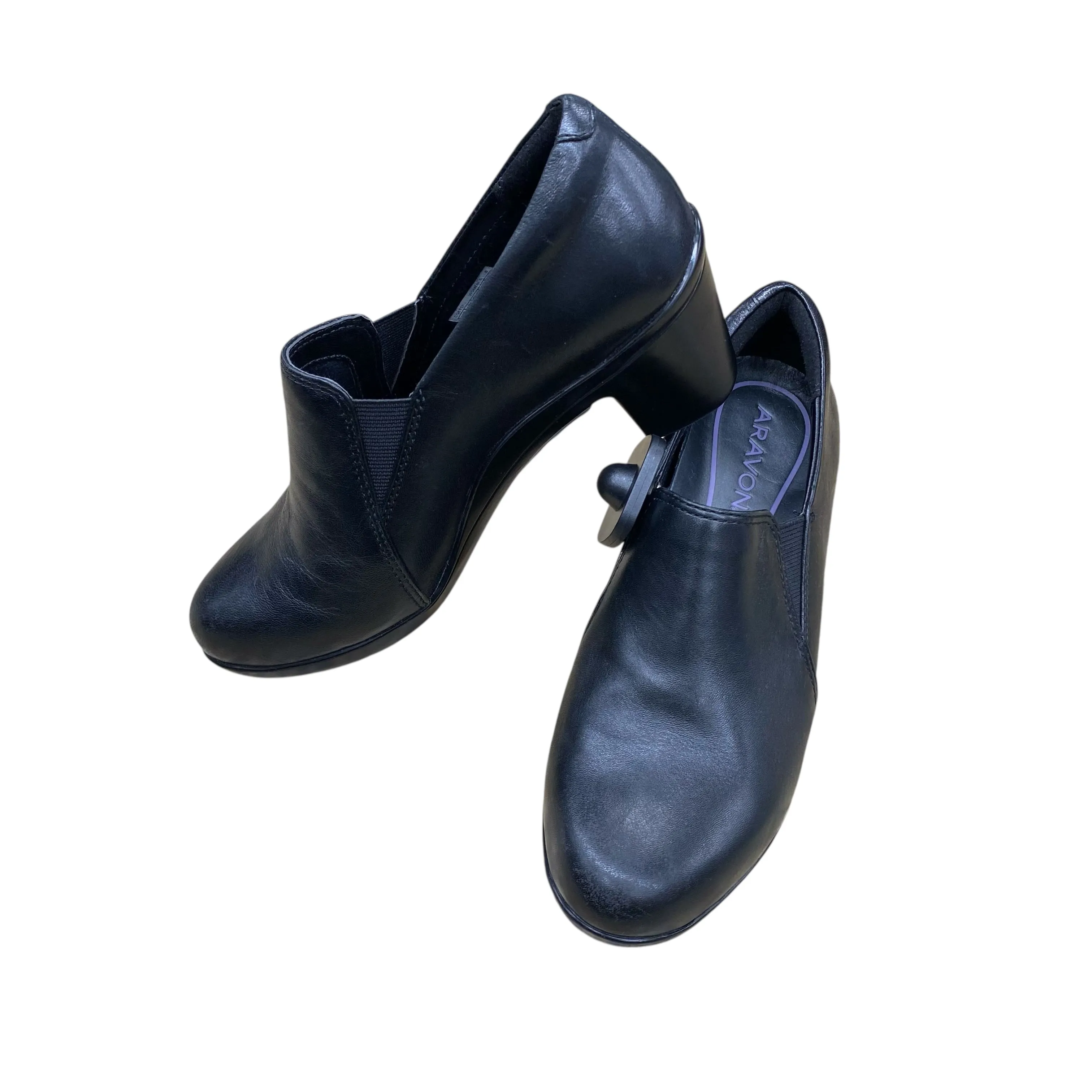 Shoes Heels Block By Aravon In Black, Size:6 Easy Slip On party mode