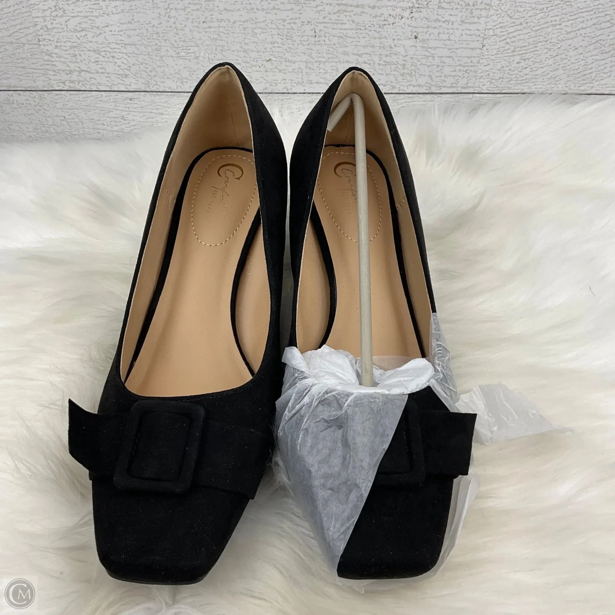 Synthetic Shoes Heels Block By Cato In Black, Size: 11