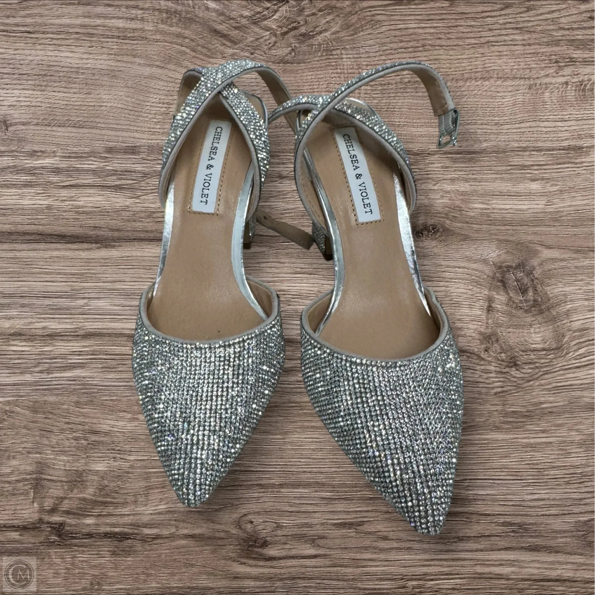 Strappy Sandals Vintage Vibe Shoes Heels Block By Chelsea And Violet In Silver, Size: 5.5
