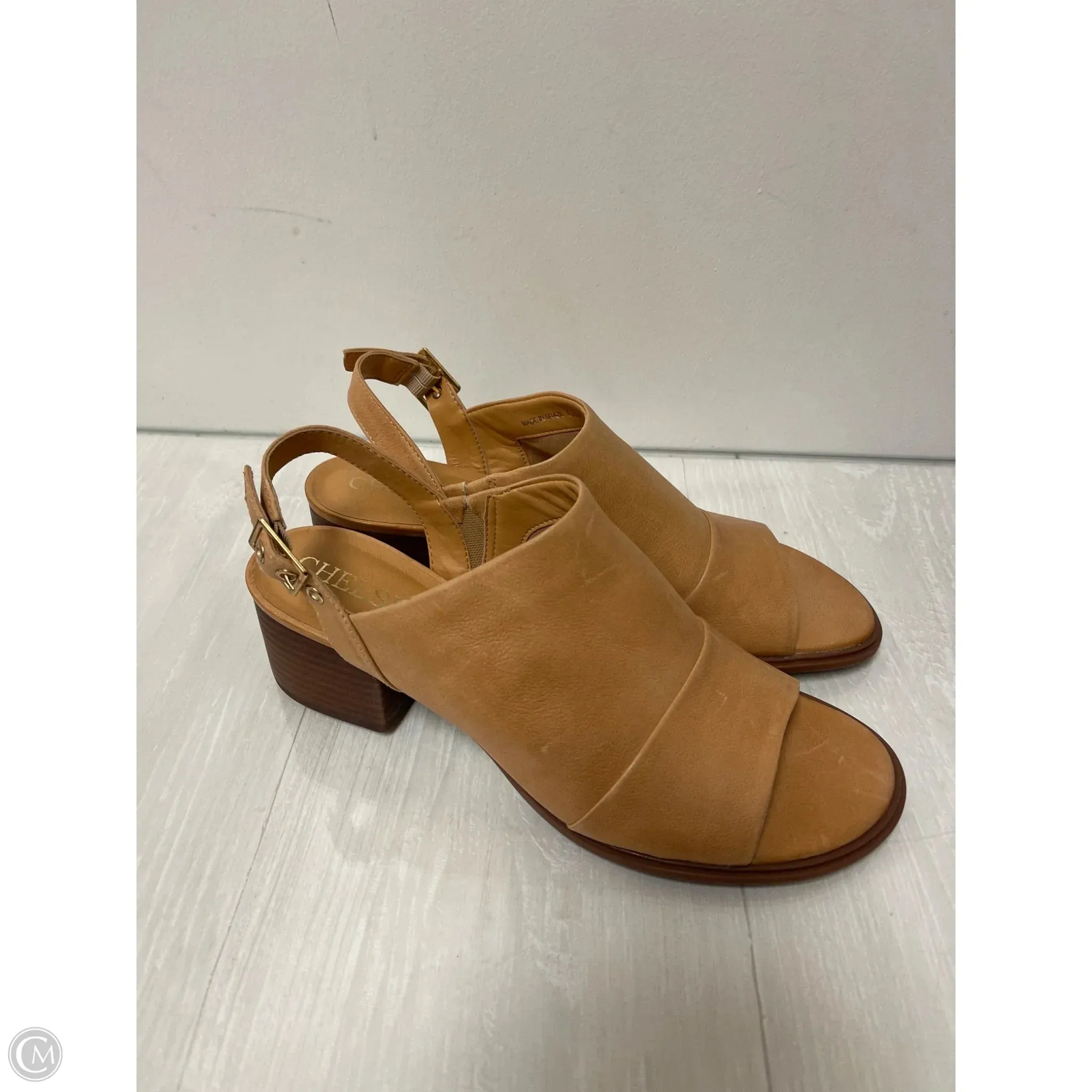 lace up closure Shoes Heels Block By Chelsea And Violet In Tan, Size: 8.5