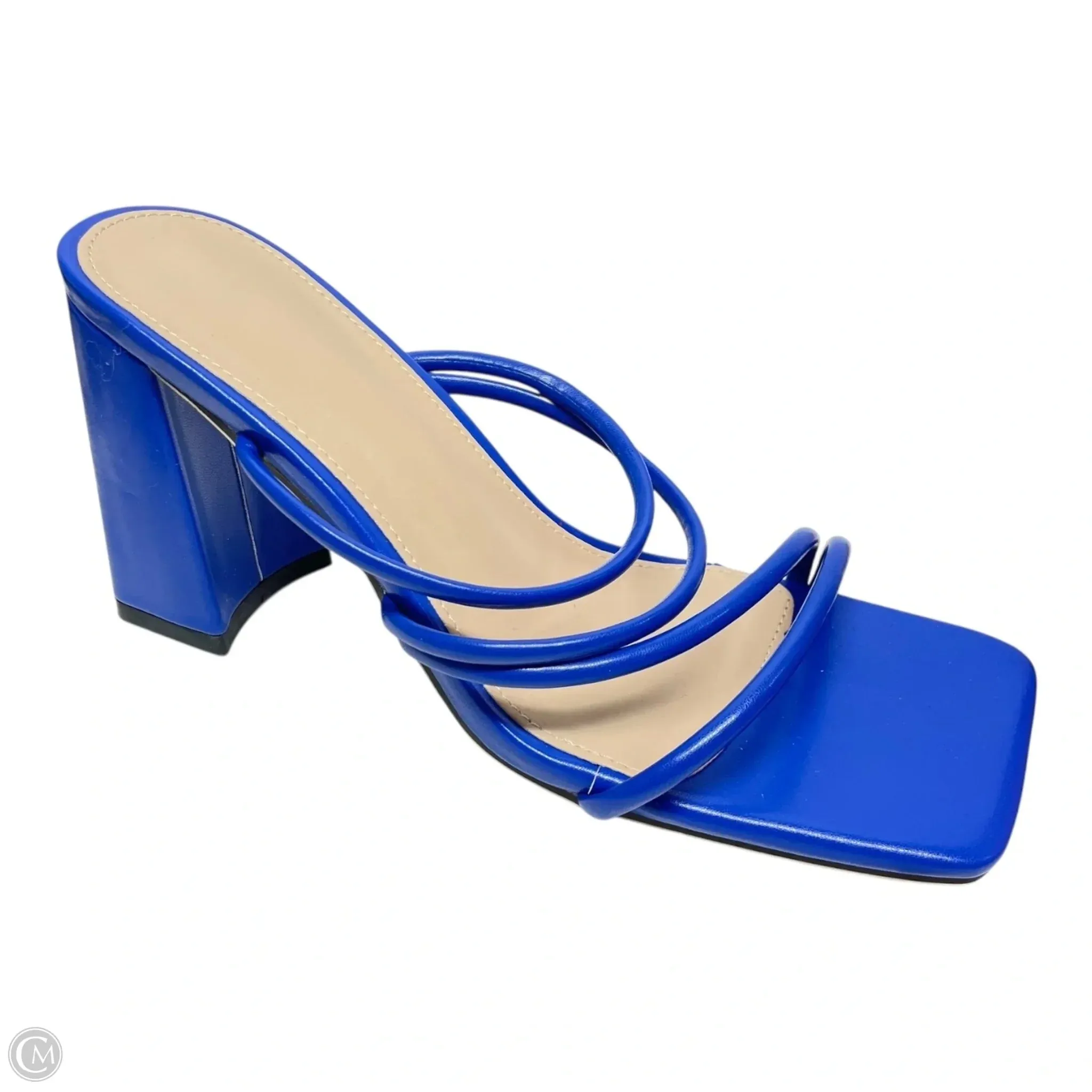 Shoes Heels Block By Clothes Mentor In Blue & Tan, Size: 8.5 Smart Vibe