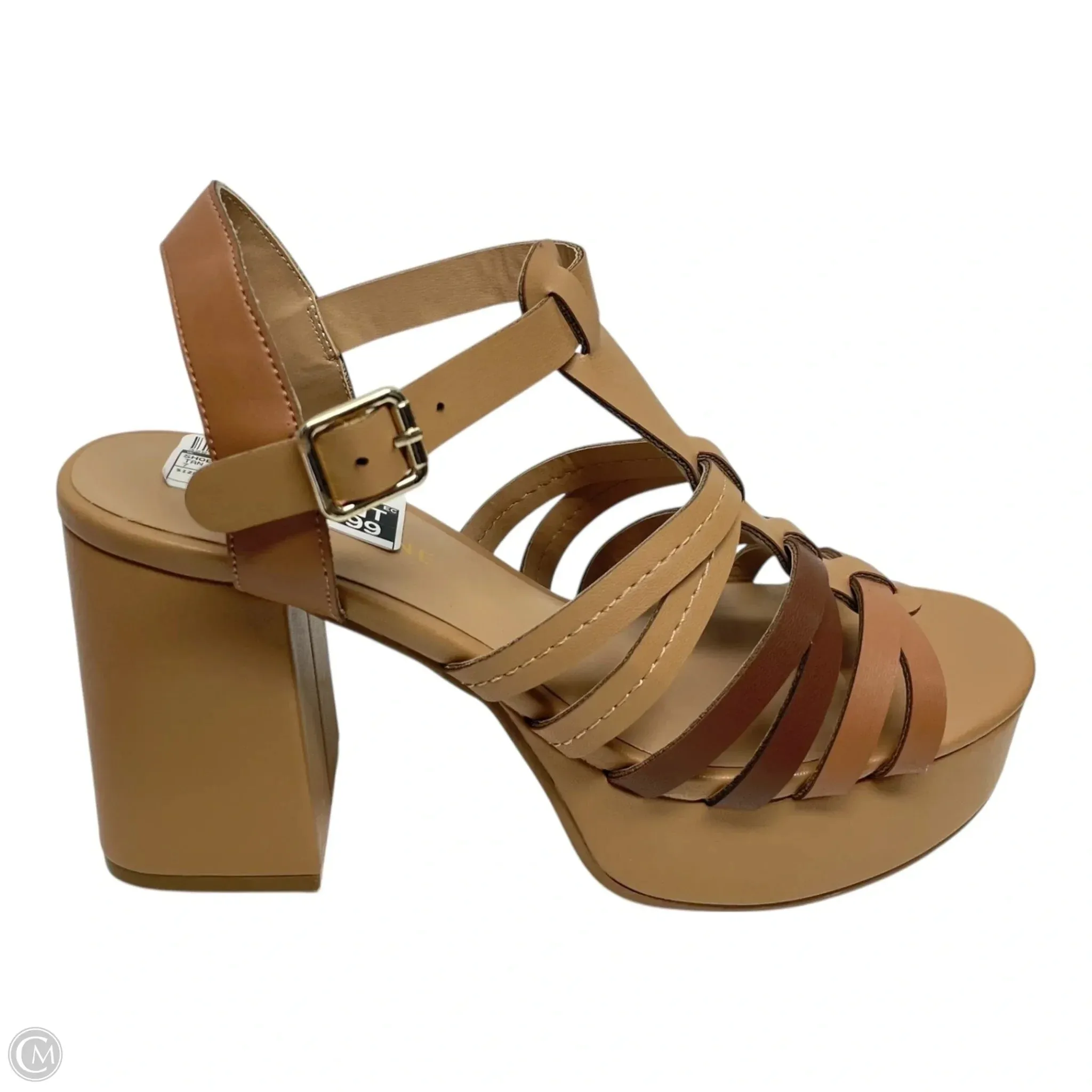 Colorful High Heels Flex grooves Shoes Heels Block By Clothes Mentor In Tan, Size: 7
