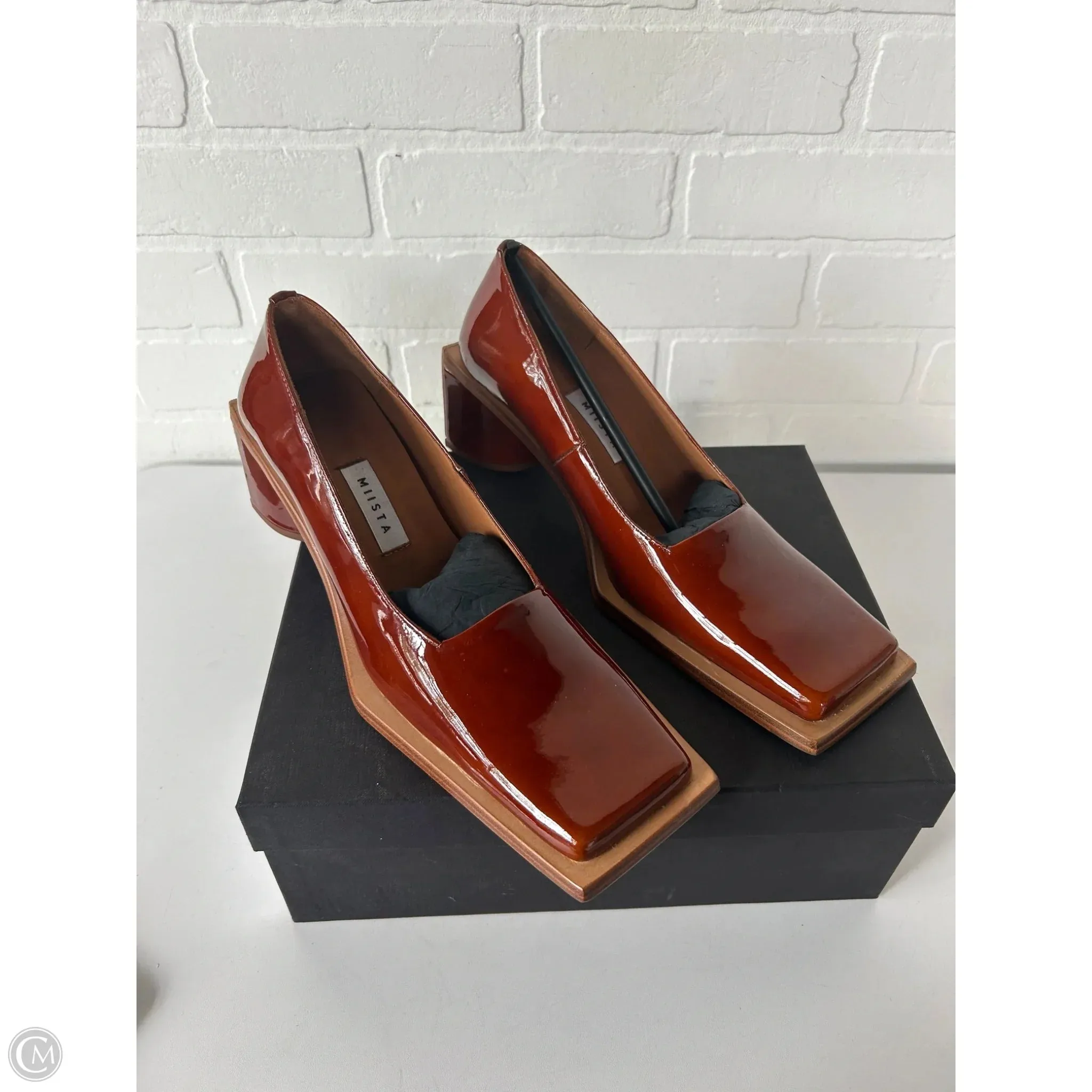 Synthetic Upper hypoallergenic Shoes Heels Block By Cma In Brown, Size: 8.5