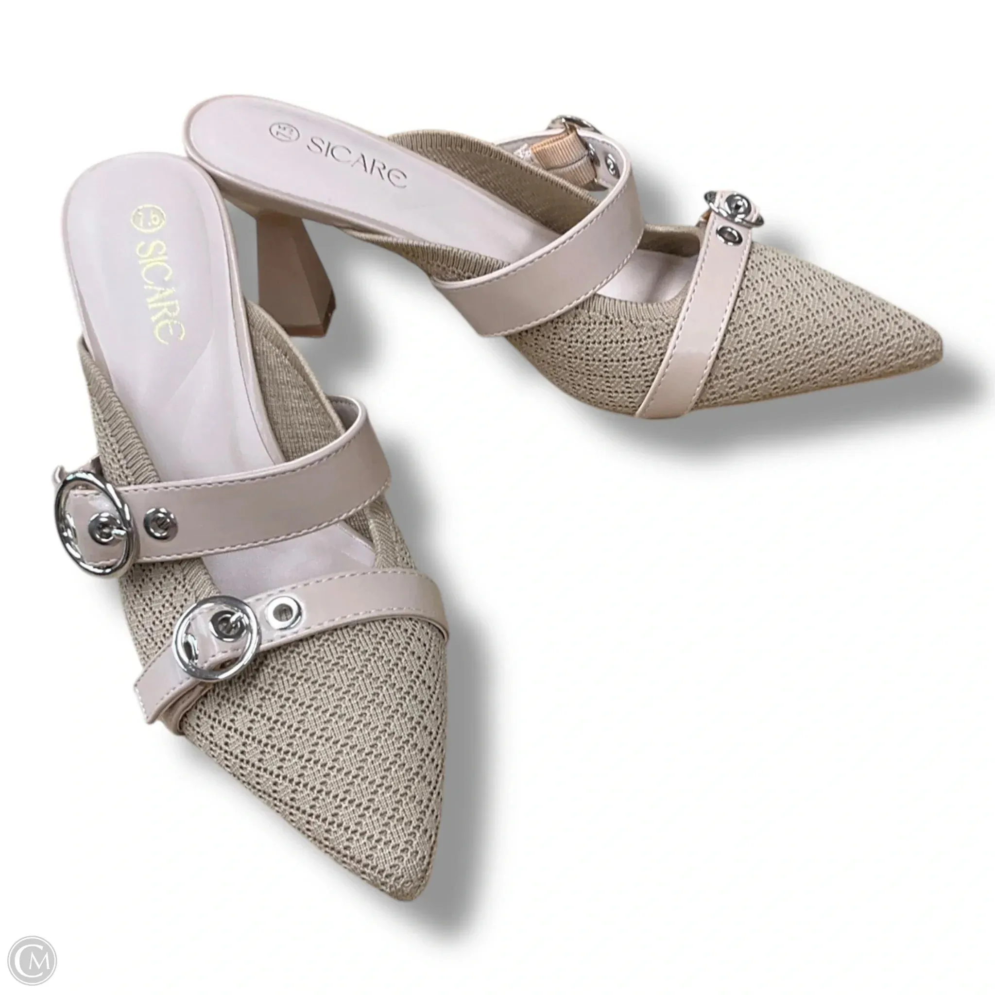 Shock Resistant Open Heel Shoes Shoes Heels Block By Cmc In Tan, Size: 7.5