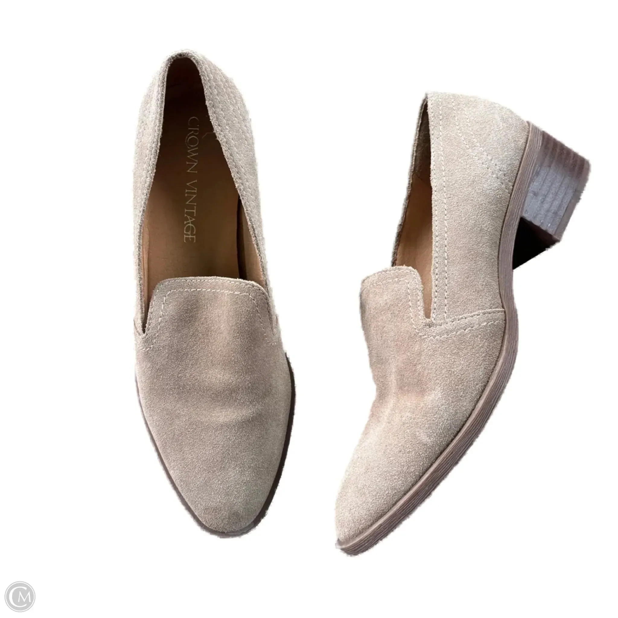 Mood Booster Dress Shoes Shoes Heels Block By Crown Vintage In Beige, Size: 7.5