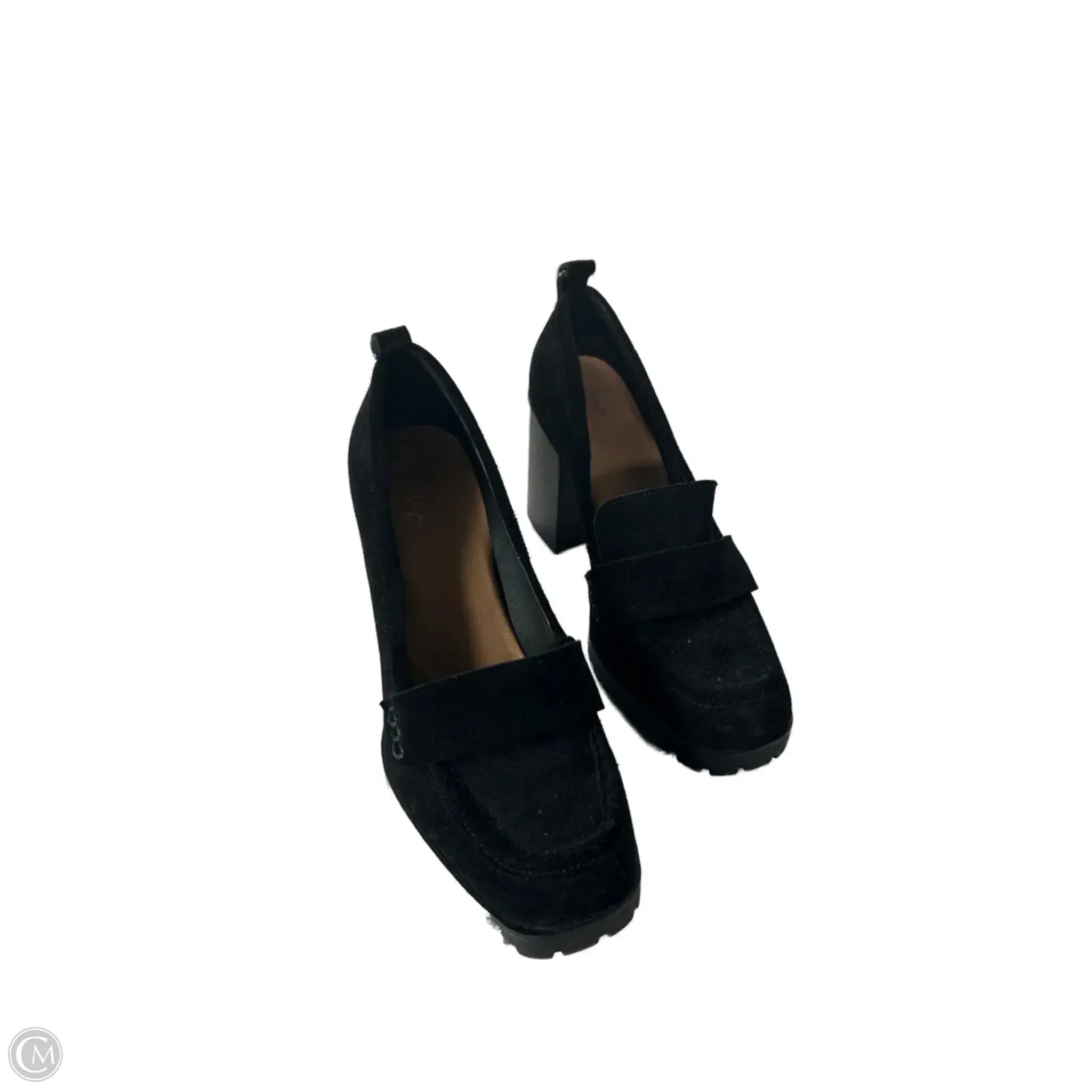 Subtle Shine Padded Shoes Heels Block By Crown Vintage In Black, Size: 8