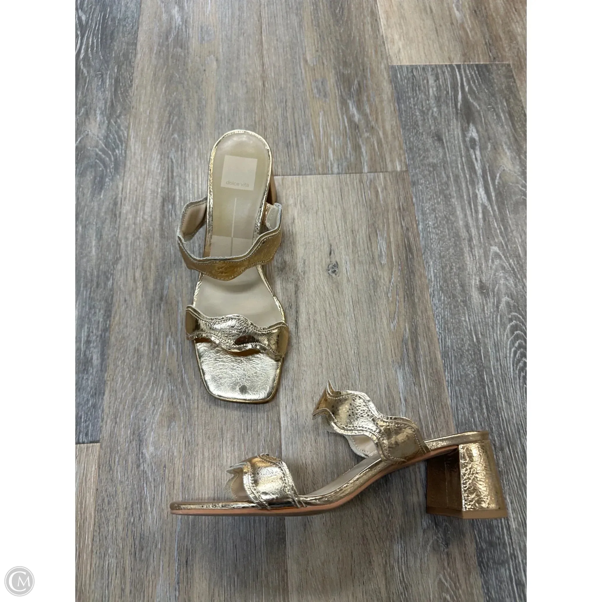 Open Toe Pumps Shoes Heels Block By Dolce Vita In Gold, Size: 8
