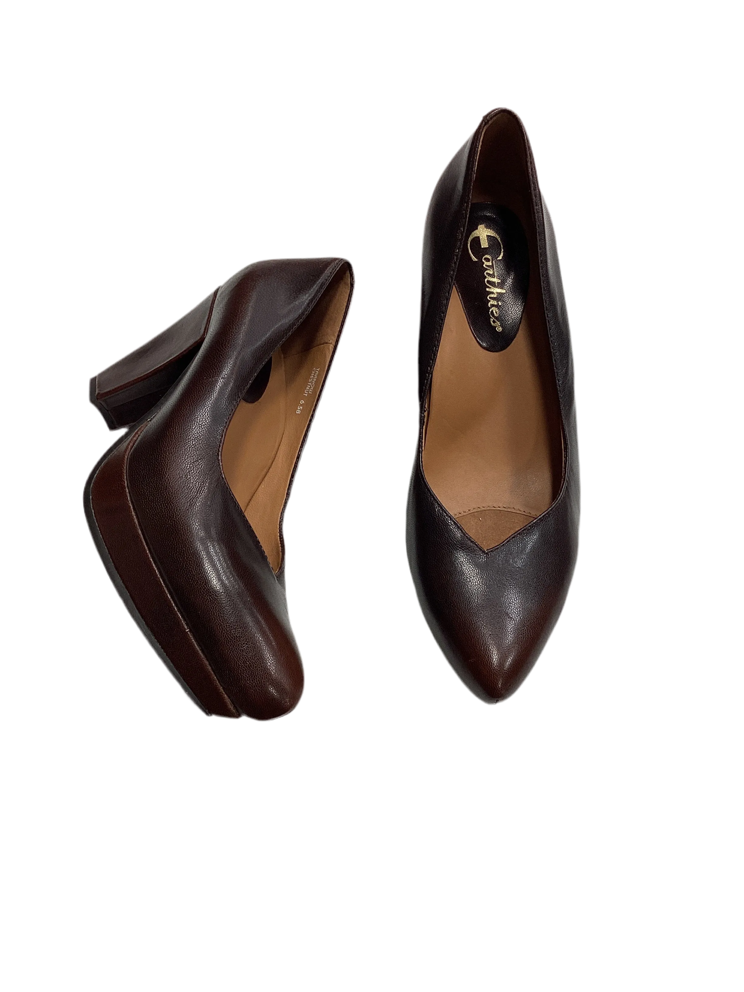 Removable Footbed Shoes Heels Block By Earthies In Brown, Size:6.5
