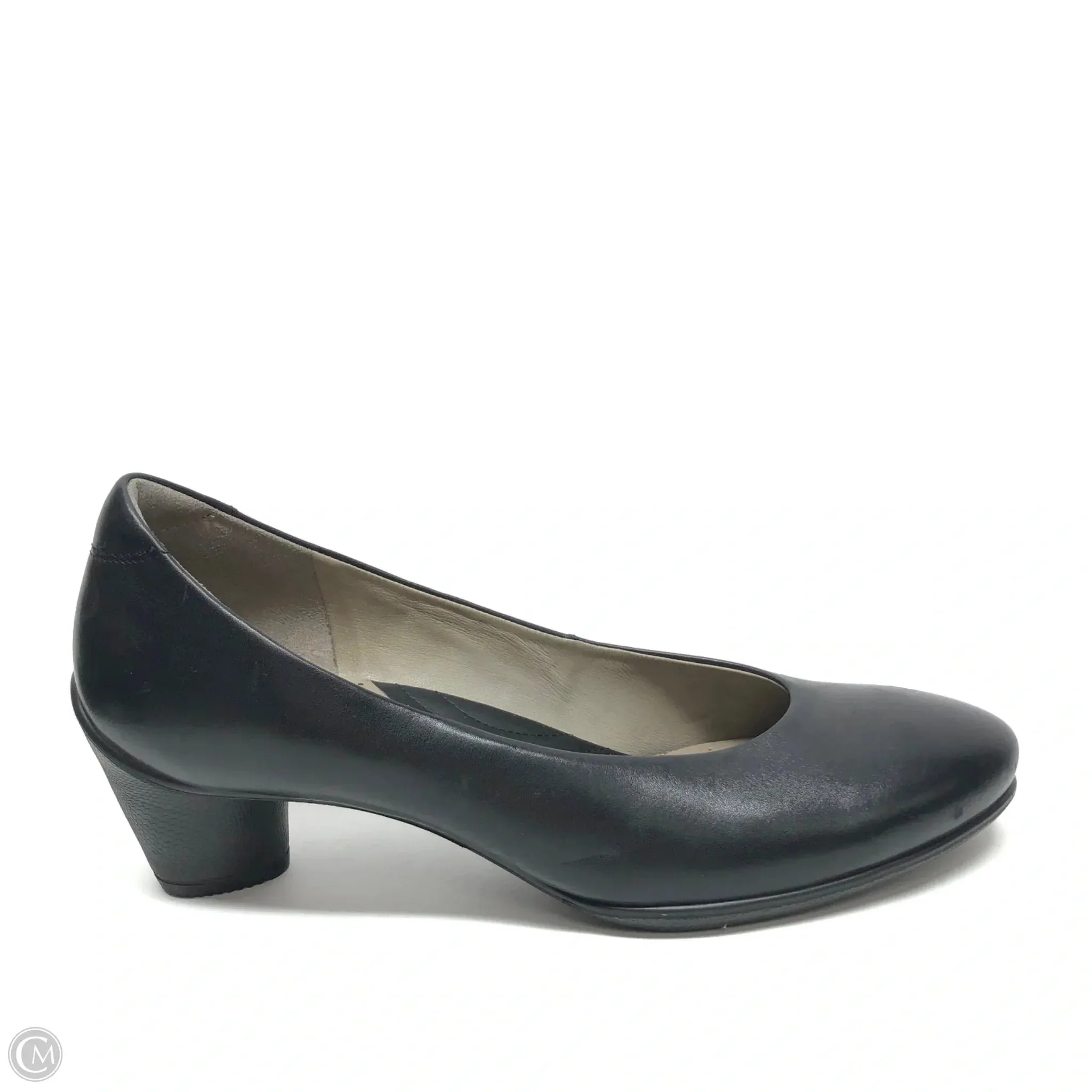 Wedge Heel Smooth Finish Shoes Heels Block By Ecco In Black, Size: 10.5